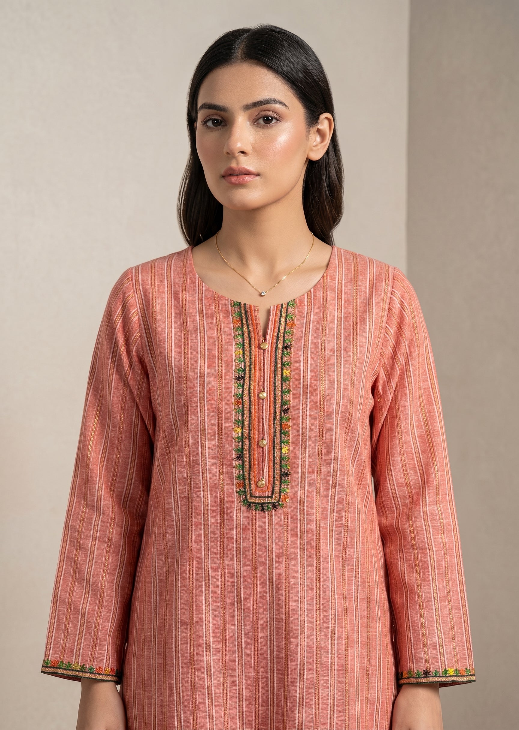 blended satin Kurta Set in Indian pink