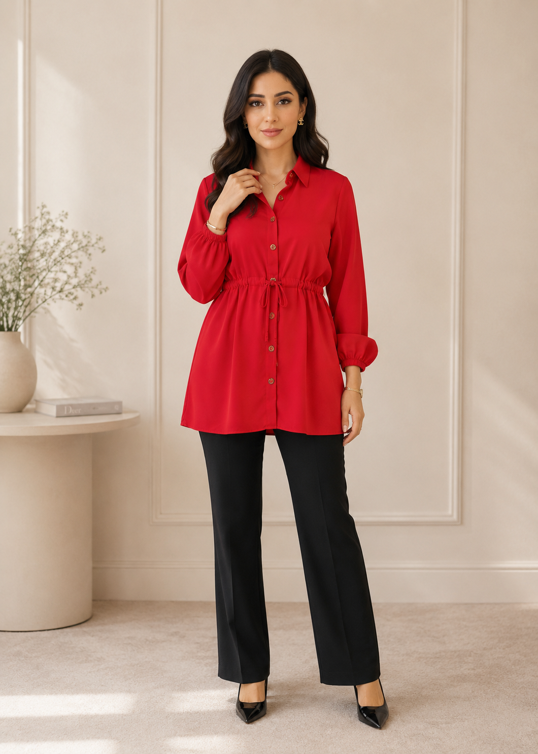 georgette Top in Red