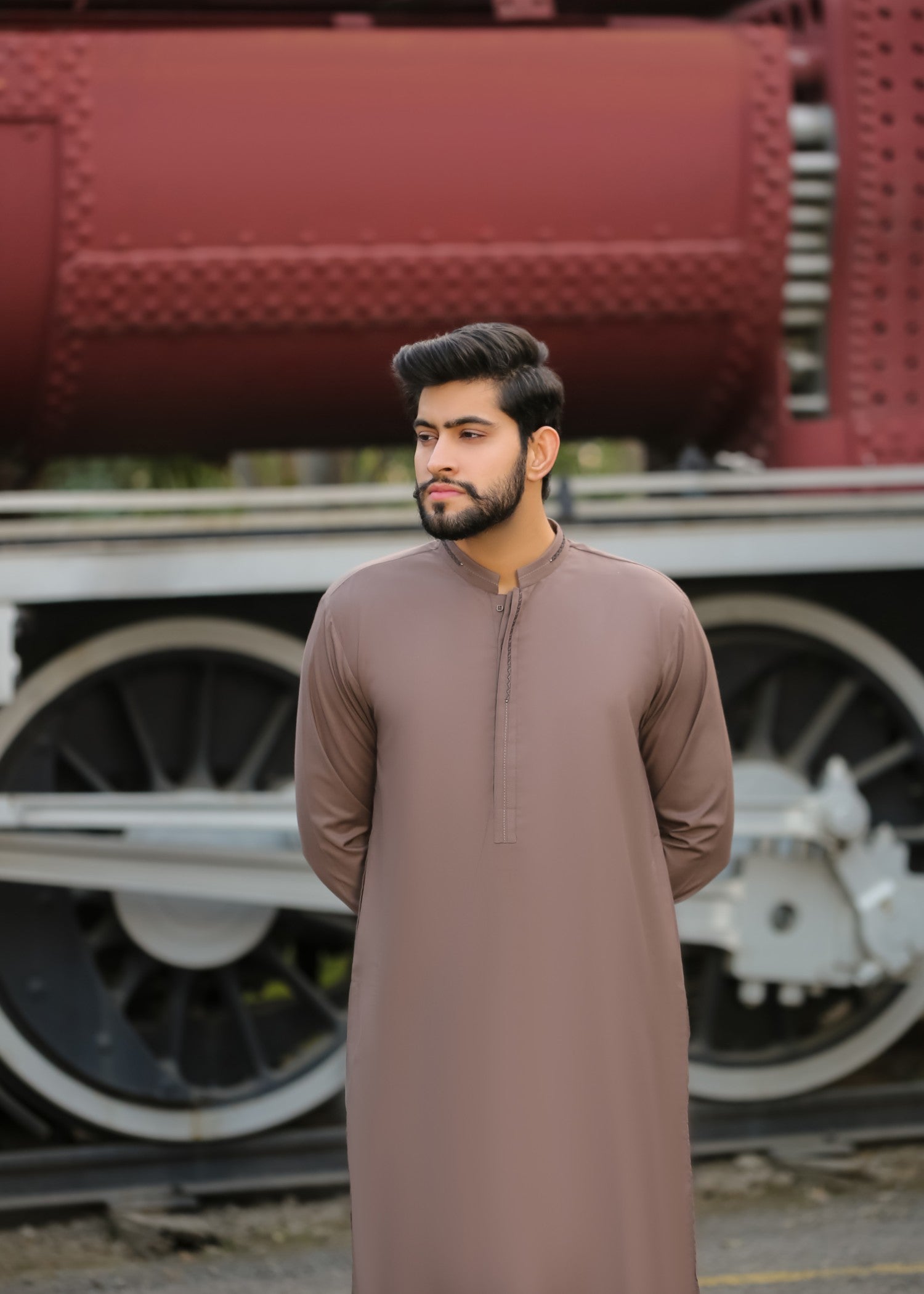 cotton Shalwar Kameez in Hazelwood brown