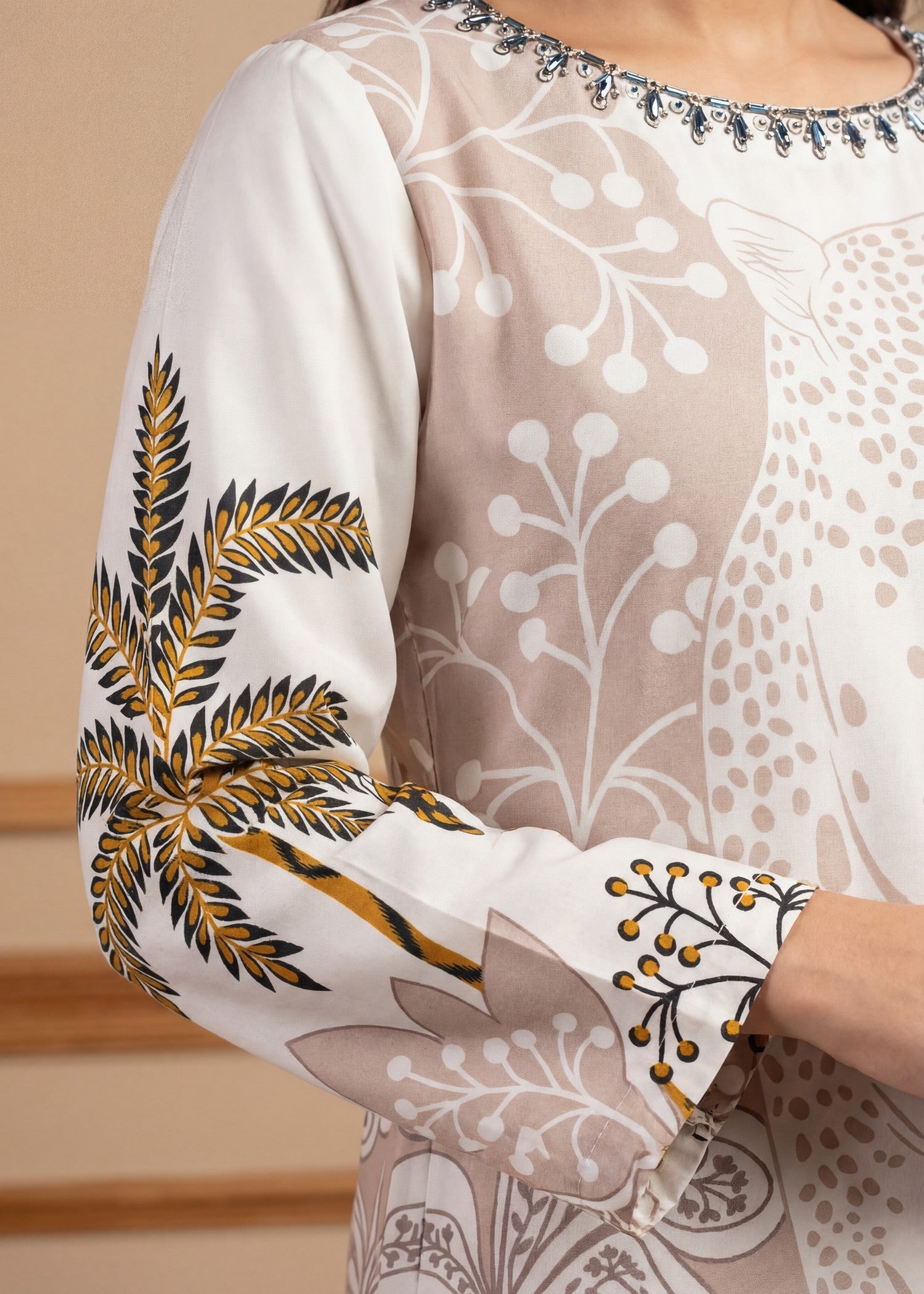 poly silk Kaftan in White