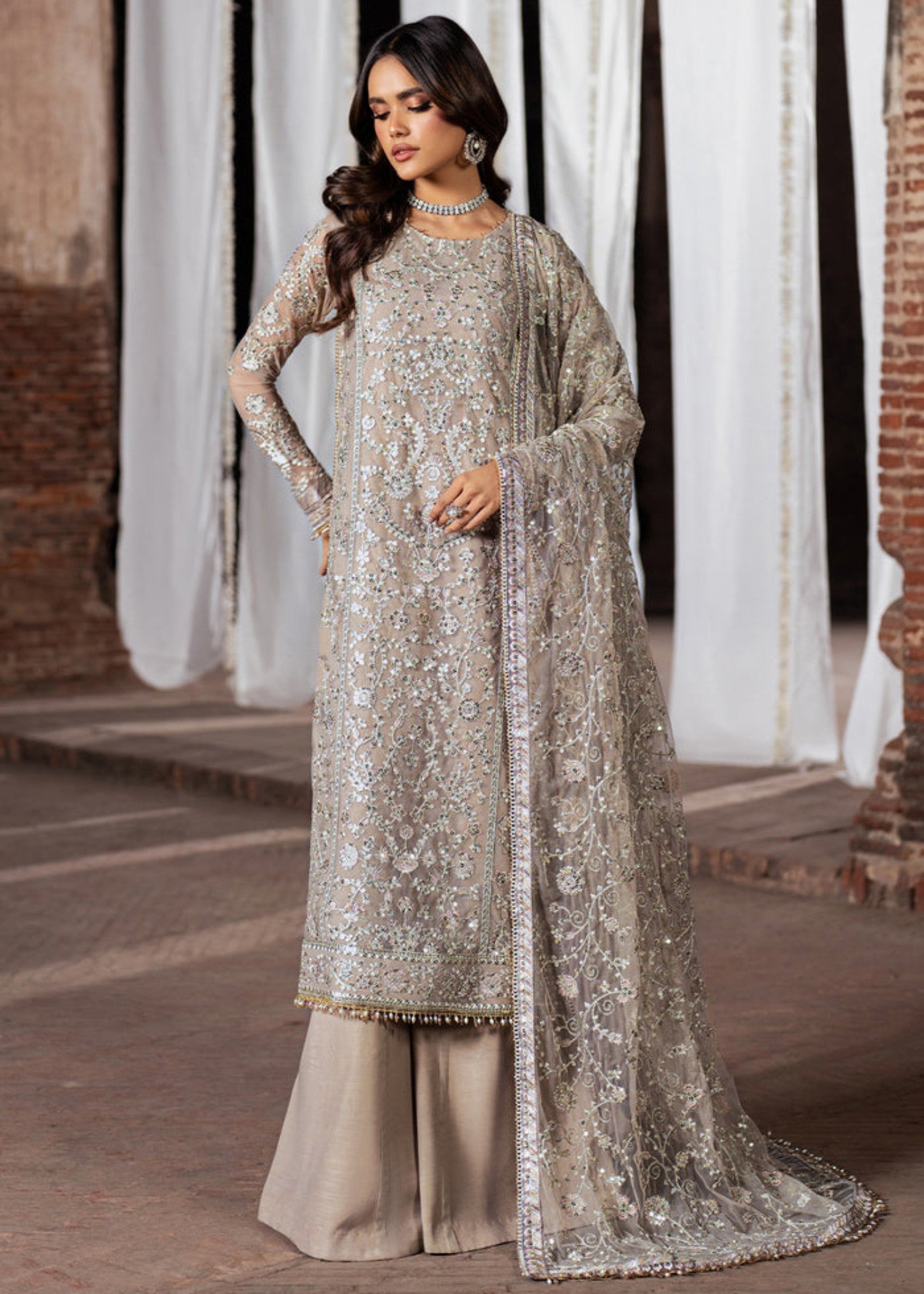 net Sharara in Beige