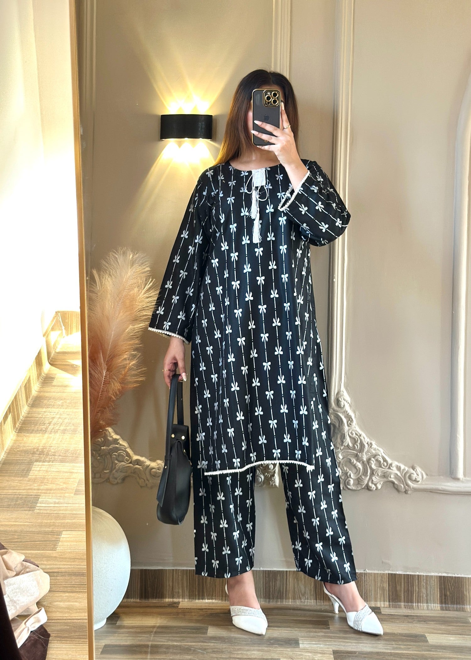 arabic lawn Co Ord Sets in Black
