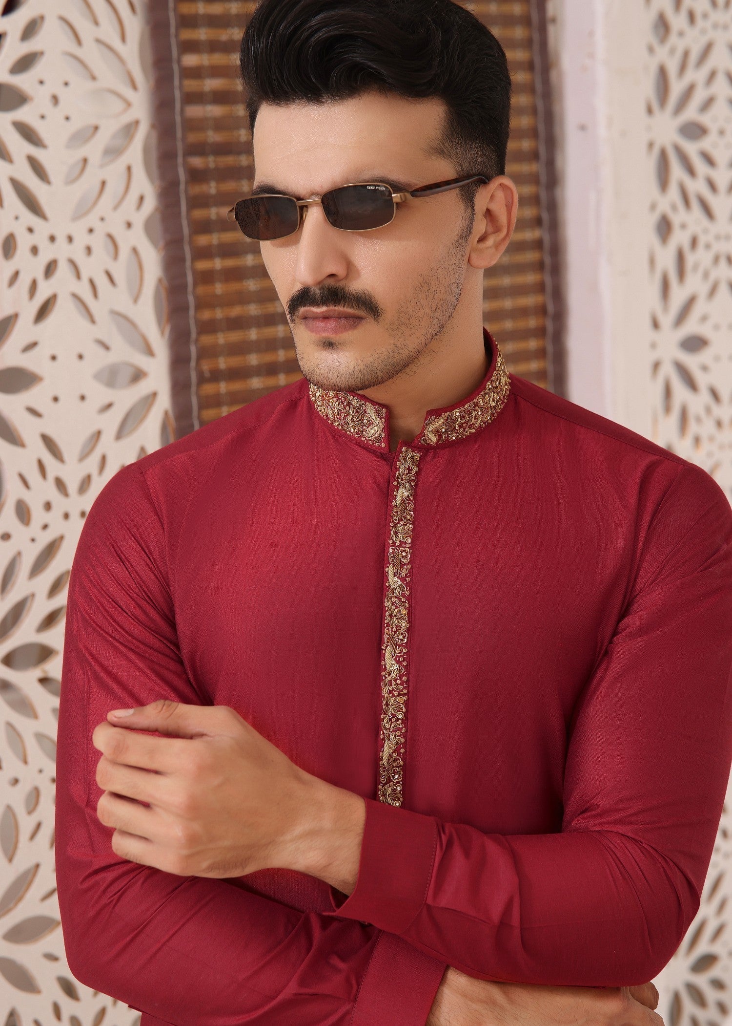 cotton silk Shalwar Kameez in Red