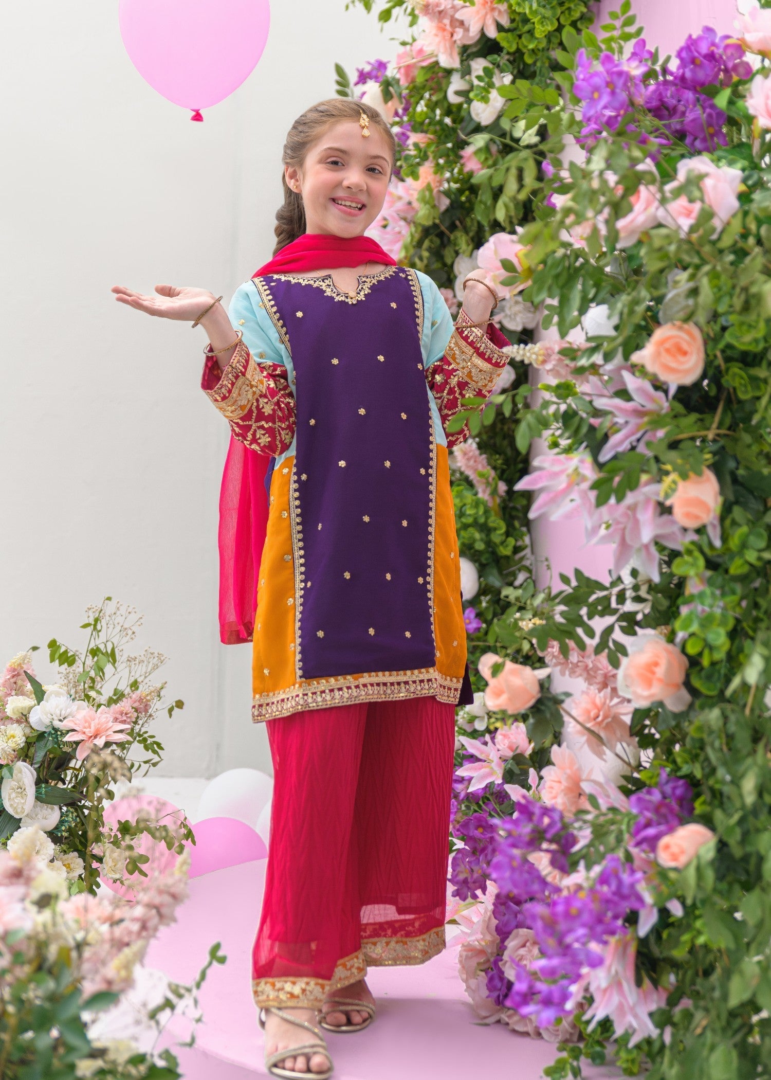 chiffon Kurta Set in Multi