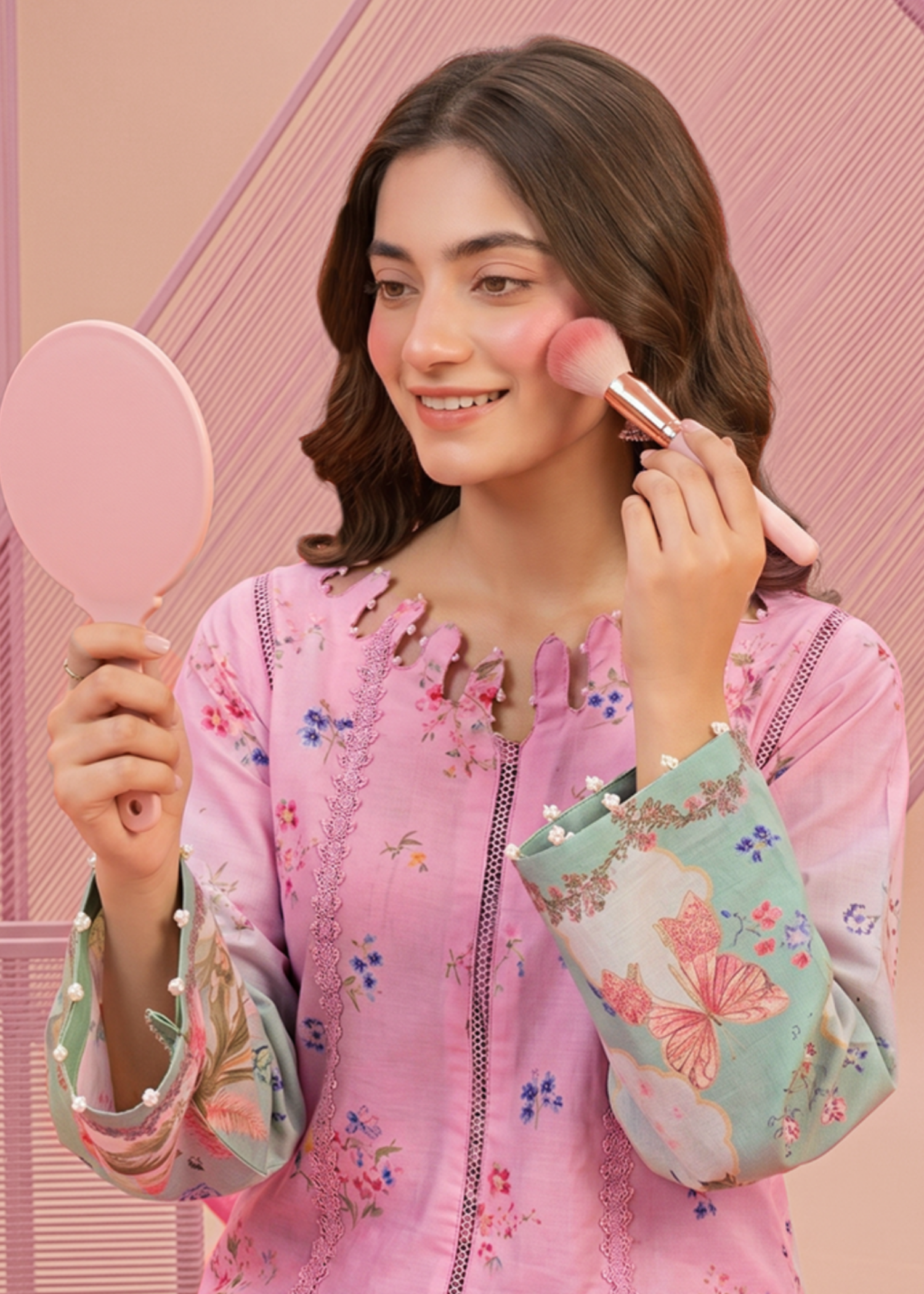 lawn Unstitched in Blush pink, cotton candy pink