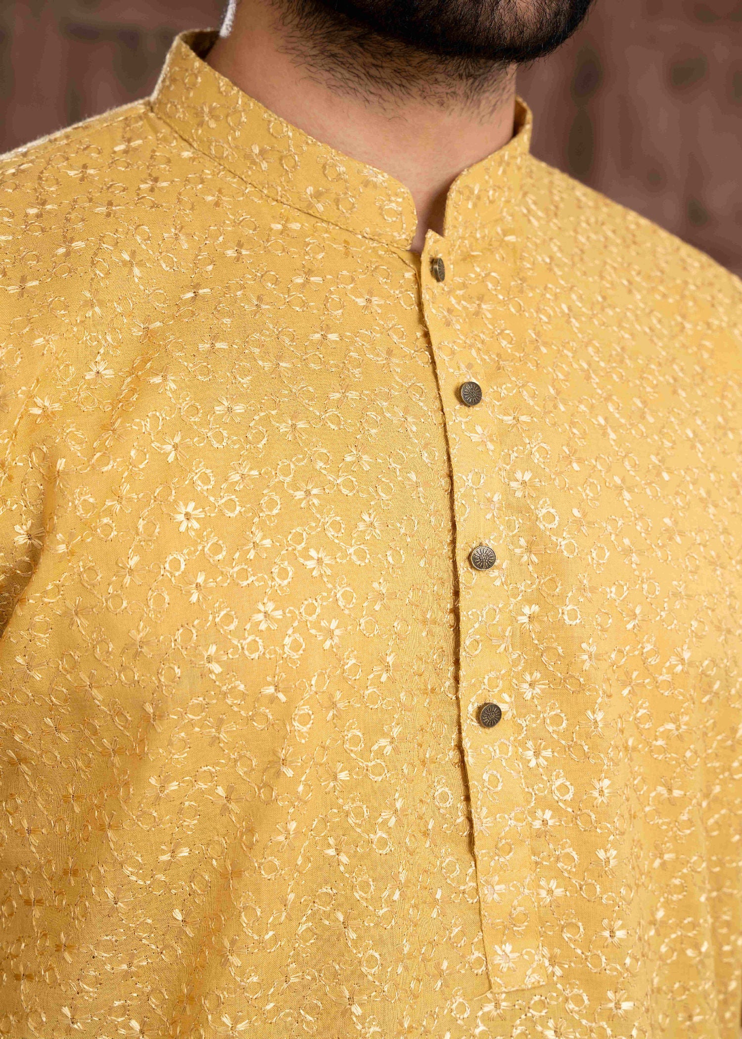 chikankari cotton Kurta in Gold