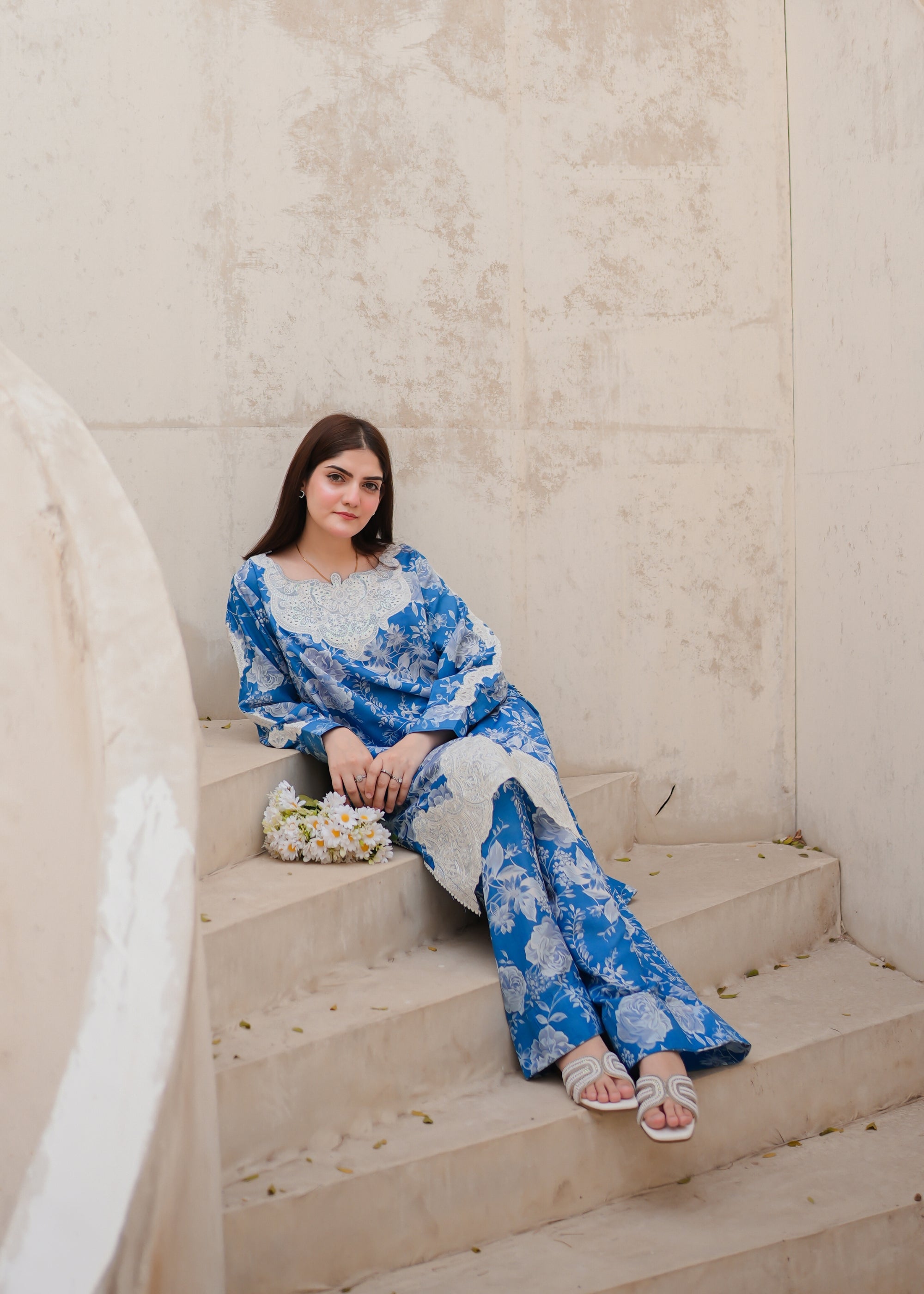 poly lawn Co Ord Sets in Cornflower blue