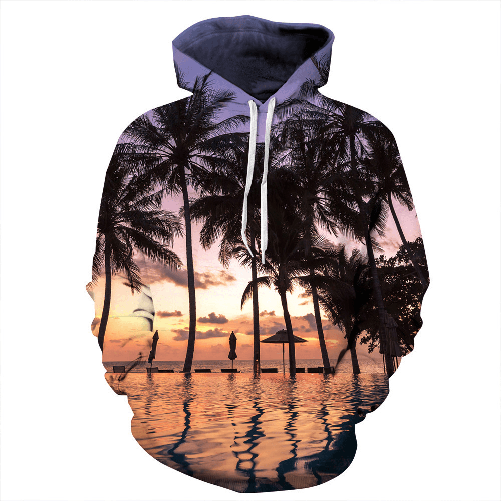 Factory Direct 3D Digital Printing Landscape Painting Cover Cap Loose Vouple''S Sweater Autumn and Winter Chaozhou Leisure Wear