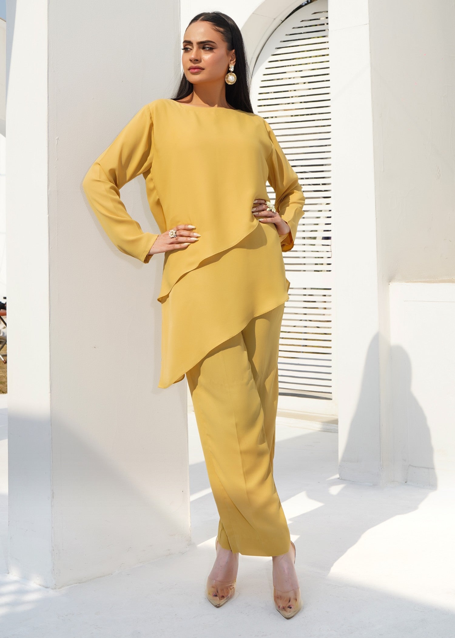 silk georgette Co Ord Sets in Amber