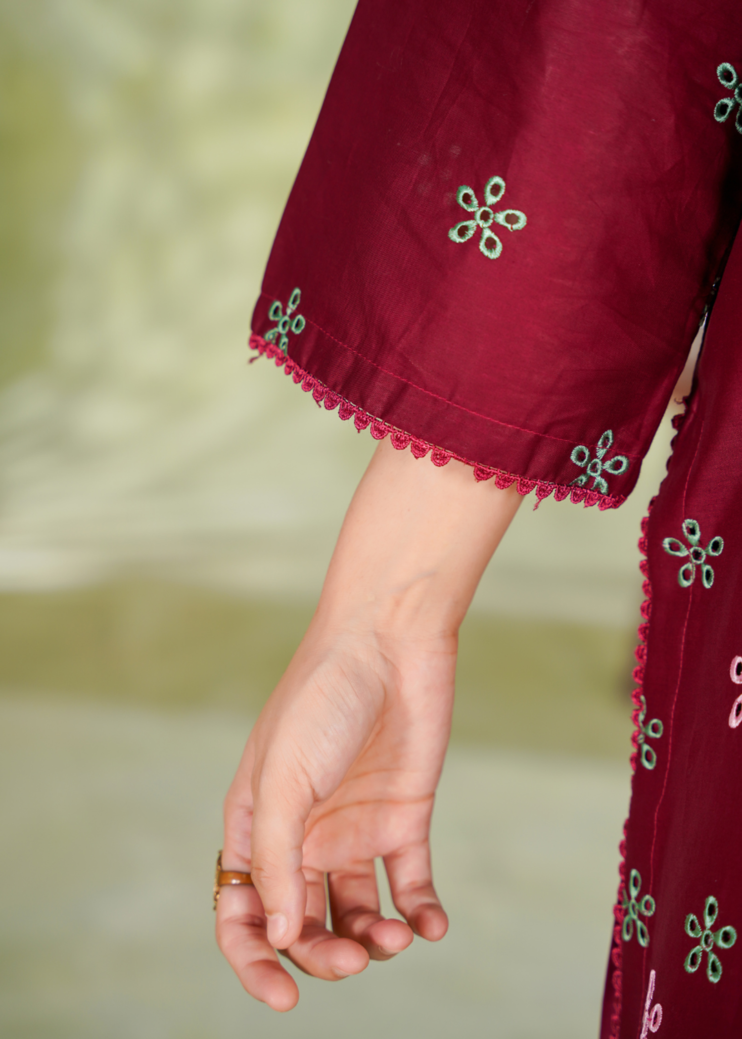 cotton Kurta Set in Blood red