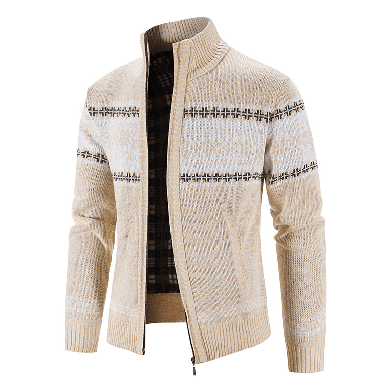 Men'S Color Block Christmas Snowflake Jacket