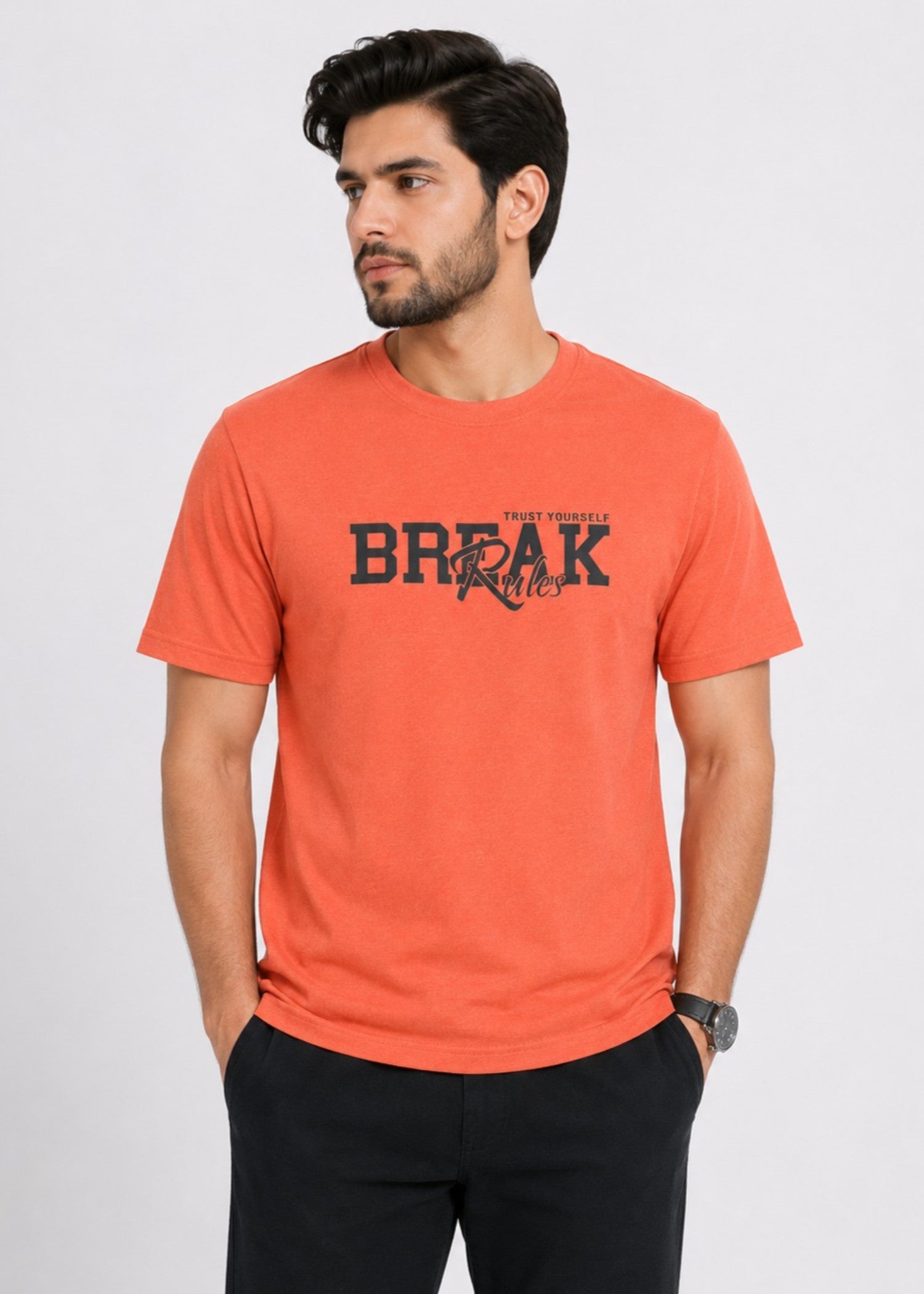 cotton T Shirt in Yellow-orange