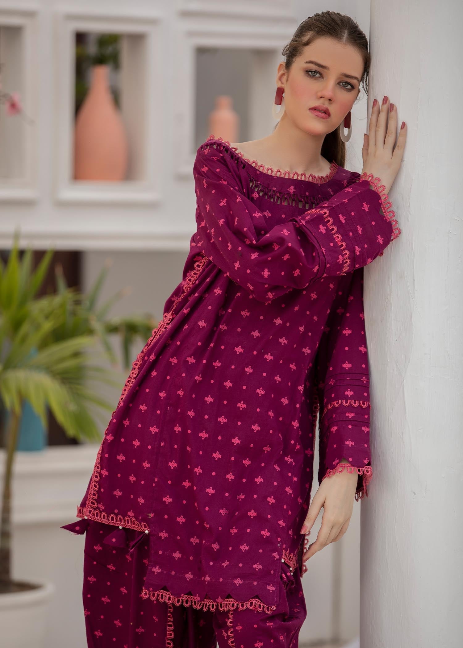 cotton Co Ord Sets in Magenta