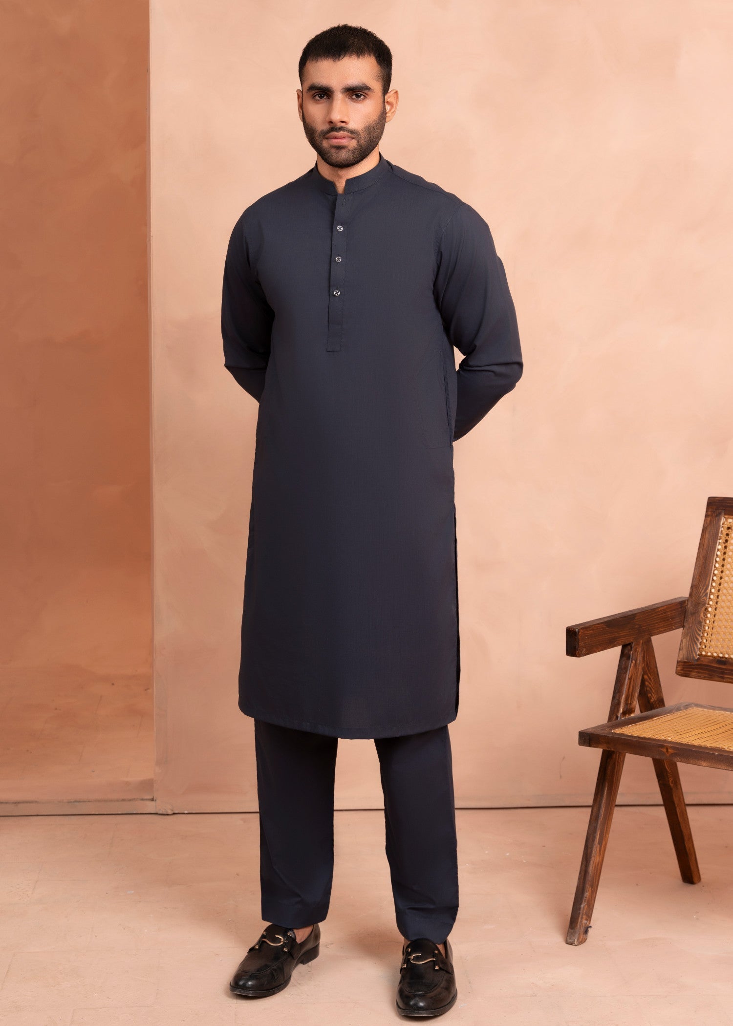 wash & wear Kurta Set in Dark blue
