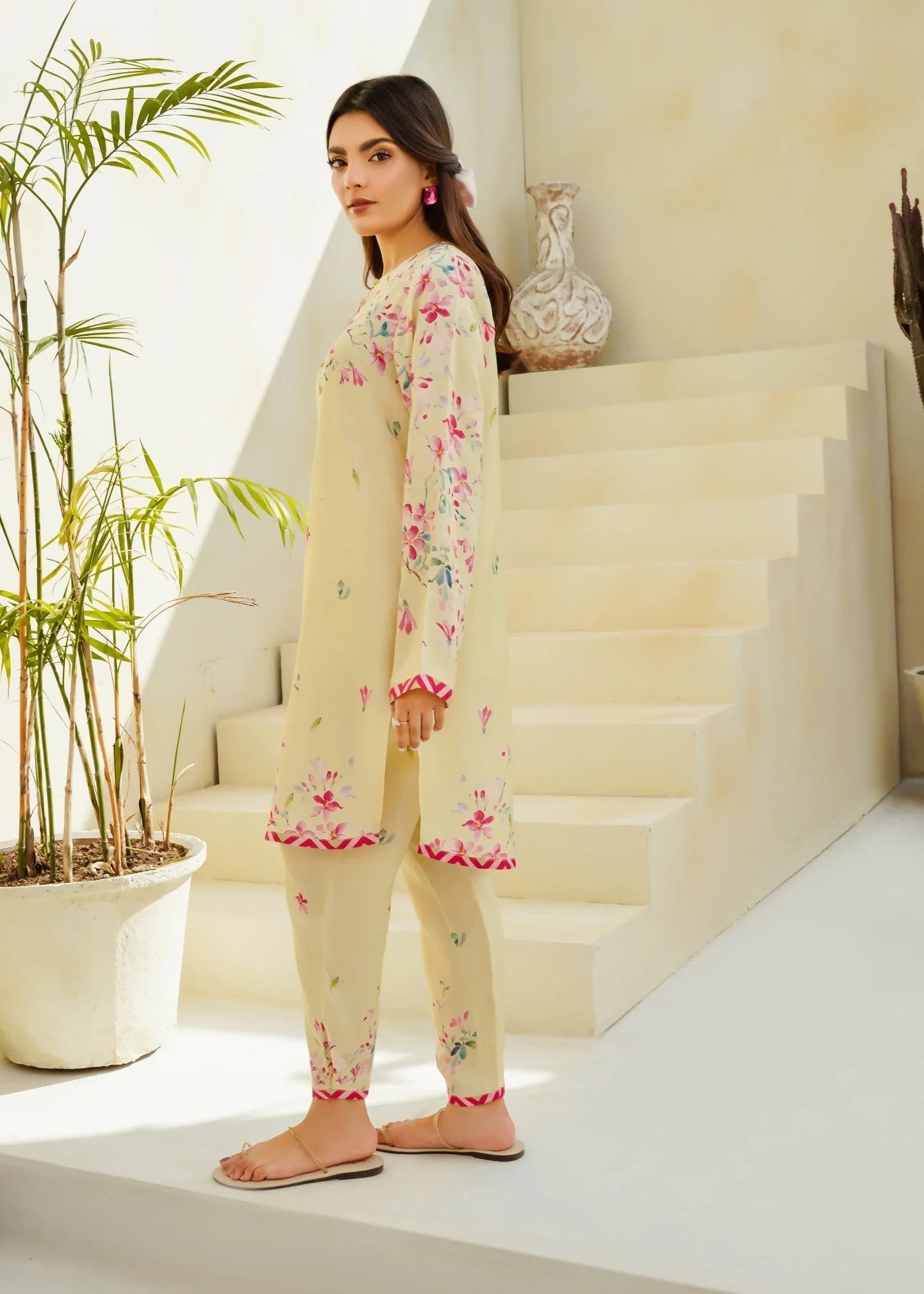 cotton silk Co Ord Sets in Lemon