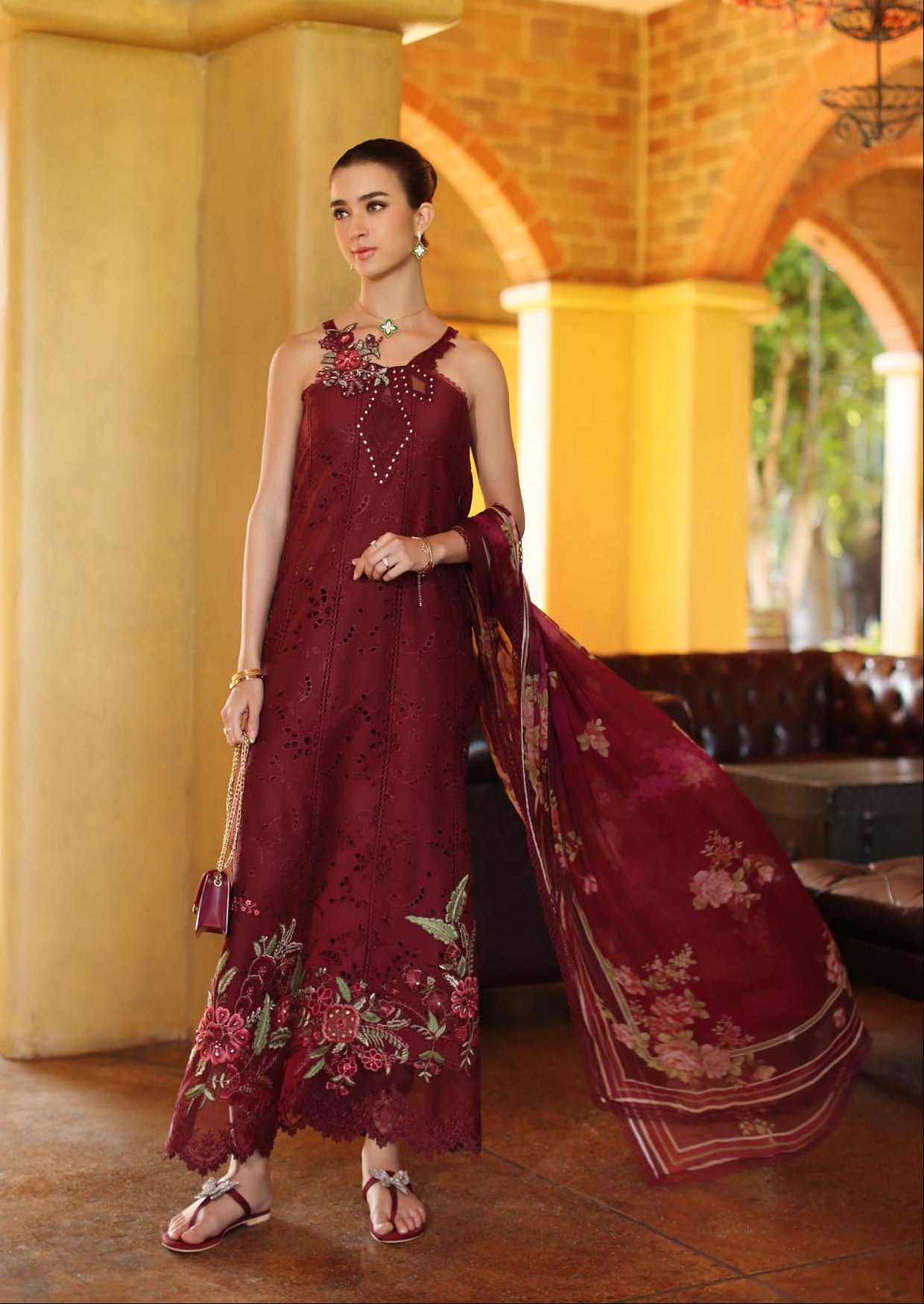 Luxury Eid Schiffli Laserkari Lawn – D10 - A - Roselle