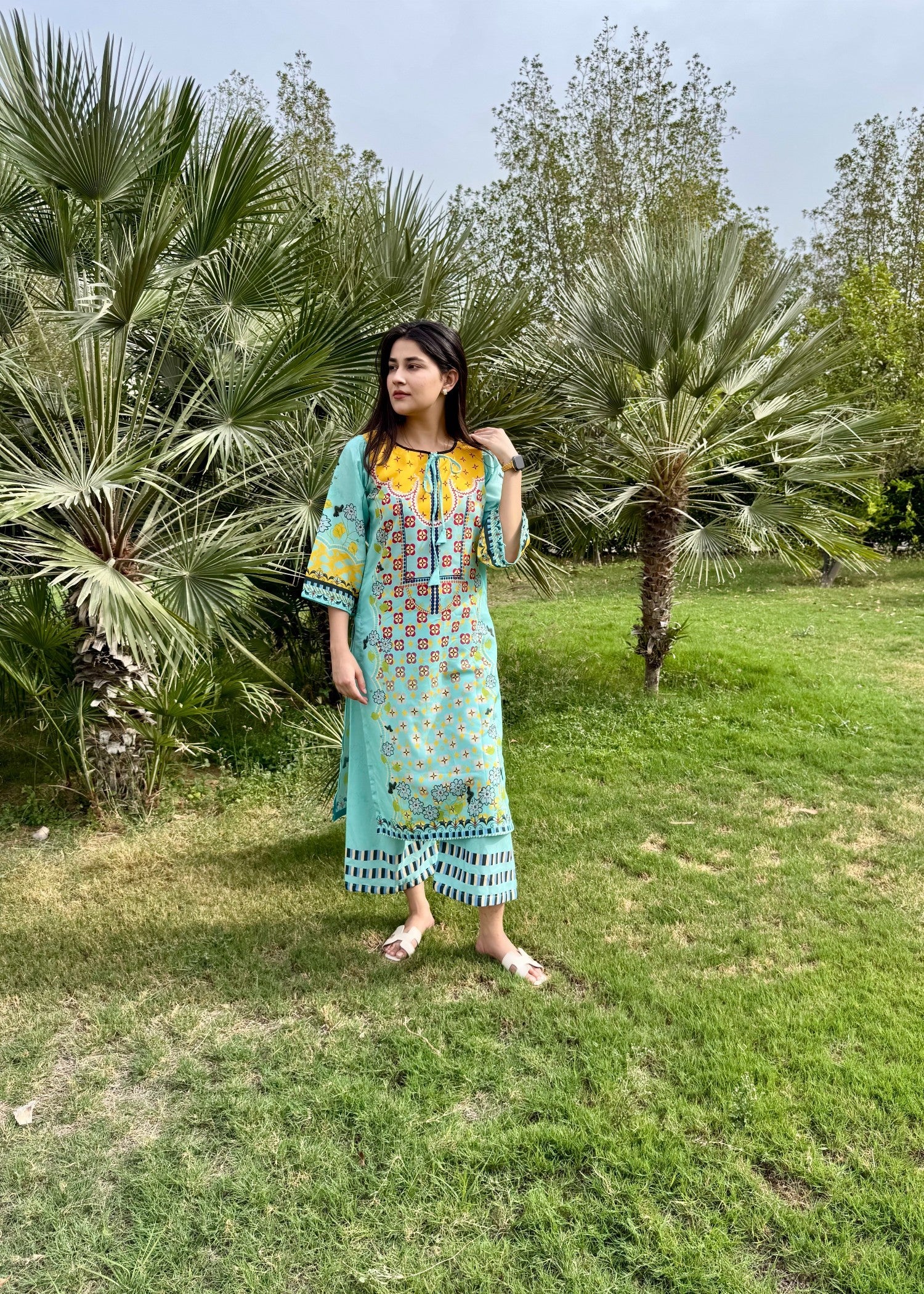 poly lawn Co Ord Sets in Aquamarine