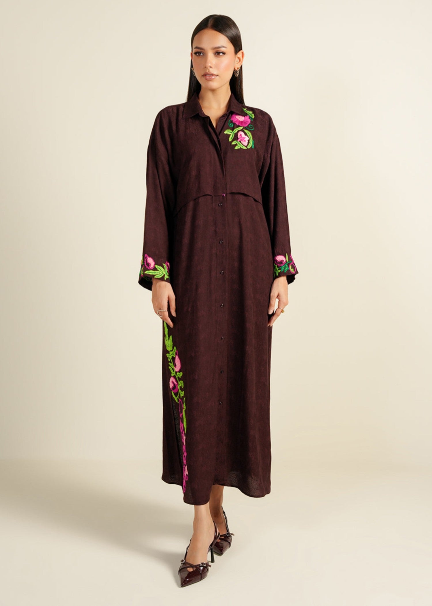 satin viscose Dress in Brown