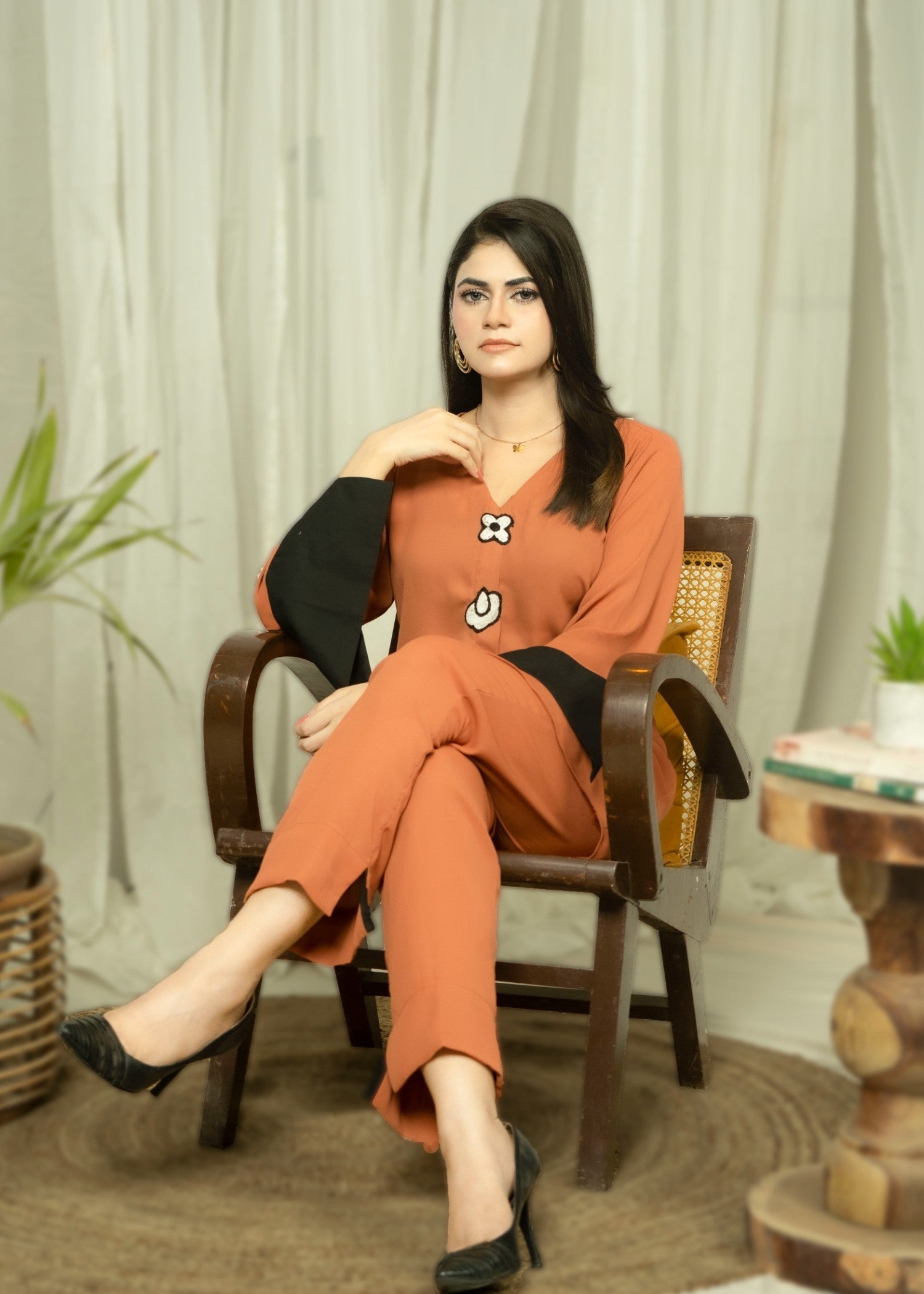 georgette Co ord Sets in Copper orange