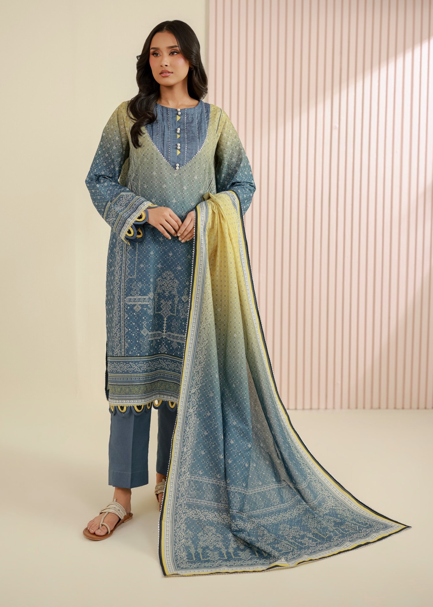 lawn Unstitched in Steel blue