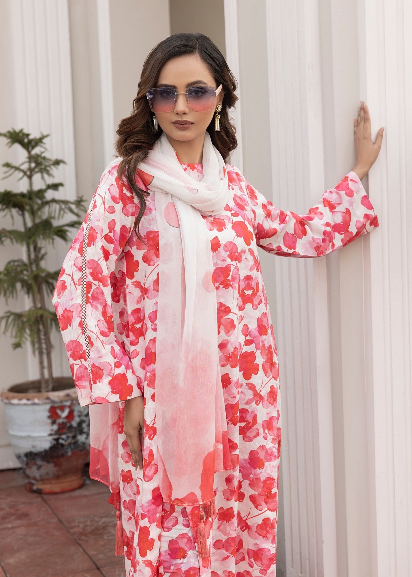 cotton viscose Unstitched in Pink