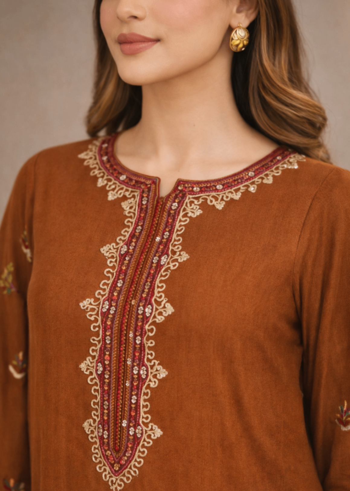 linen Kurta Set in Hazelwood brown