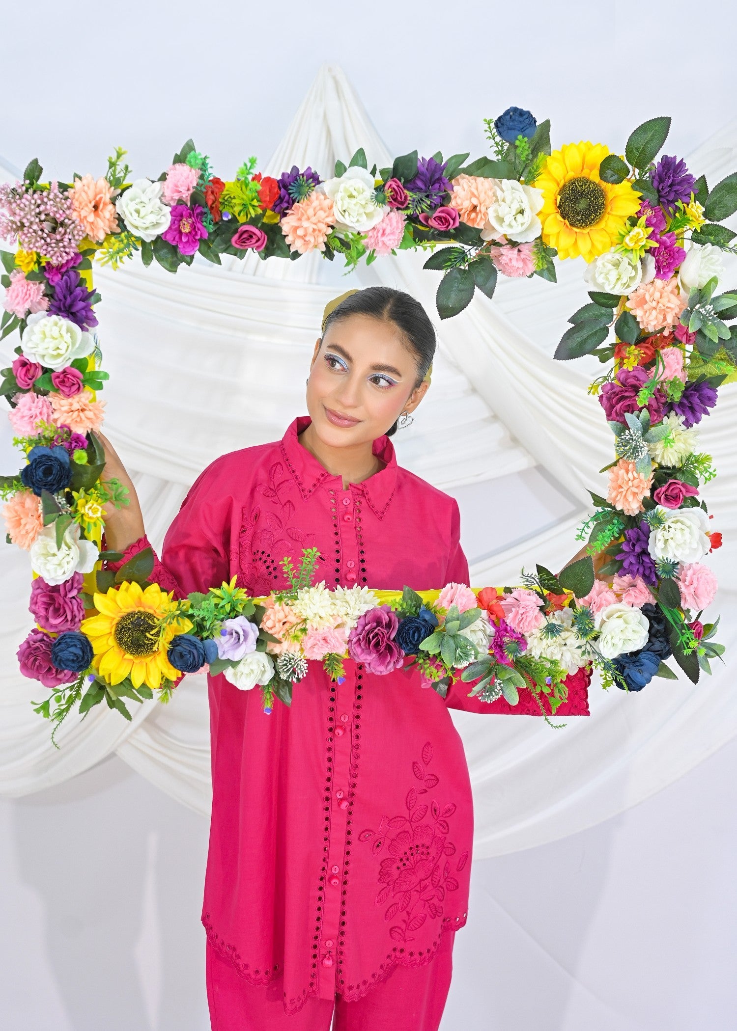 cotton Co Ord Sets in Hot pink red