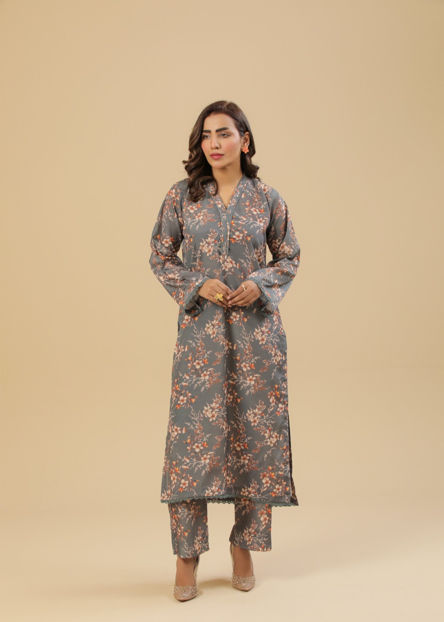 crepe Co Ord Sets in Grey