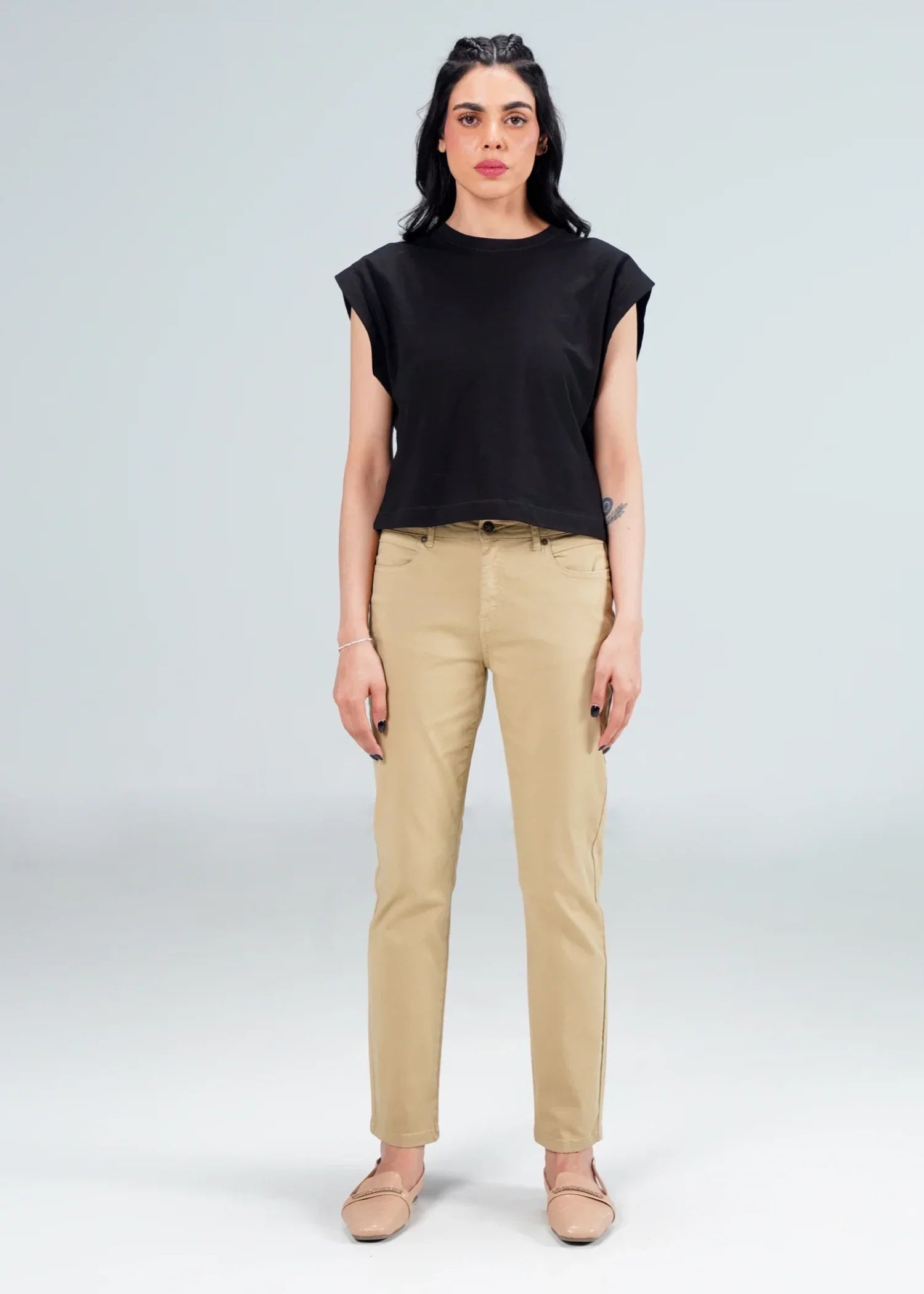 polycotton Jeans in Beige