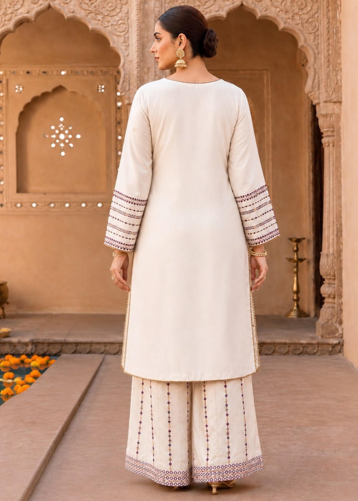 silk Kurta Set in White