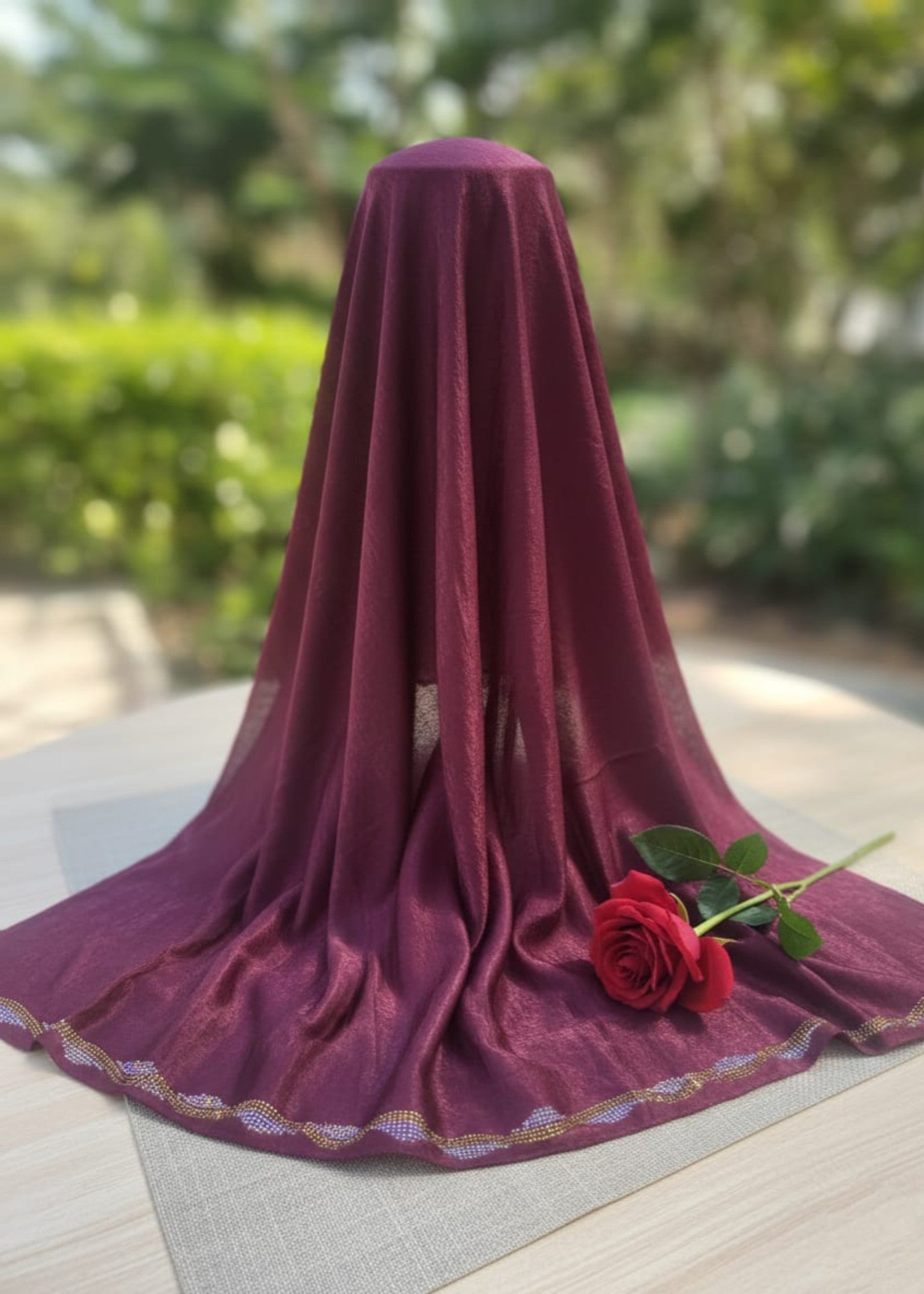 crushed velvet Hijab in Maroon