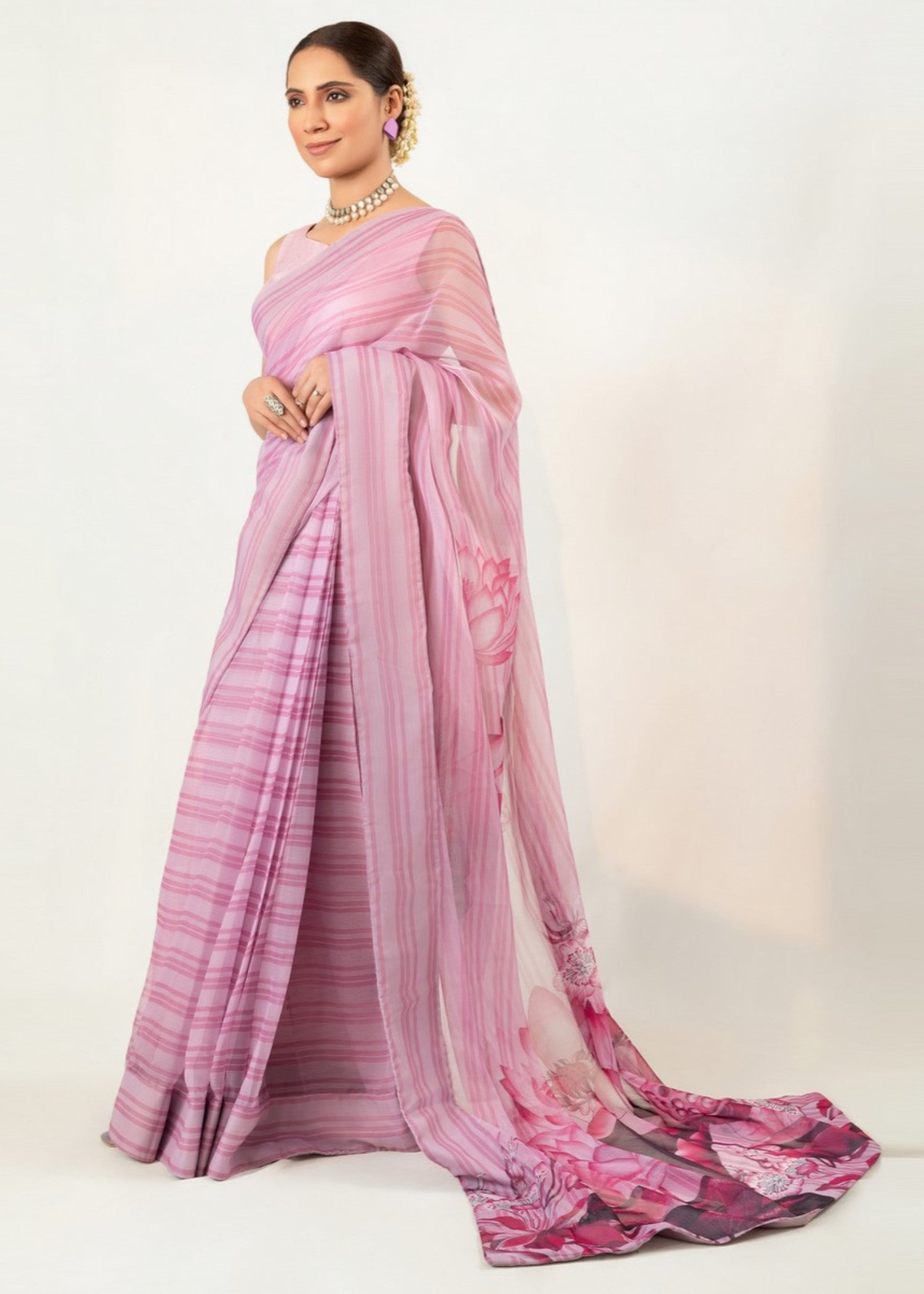 raw silk Saree in Lilac
