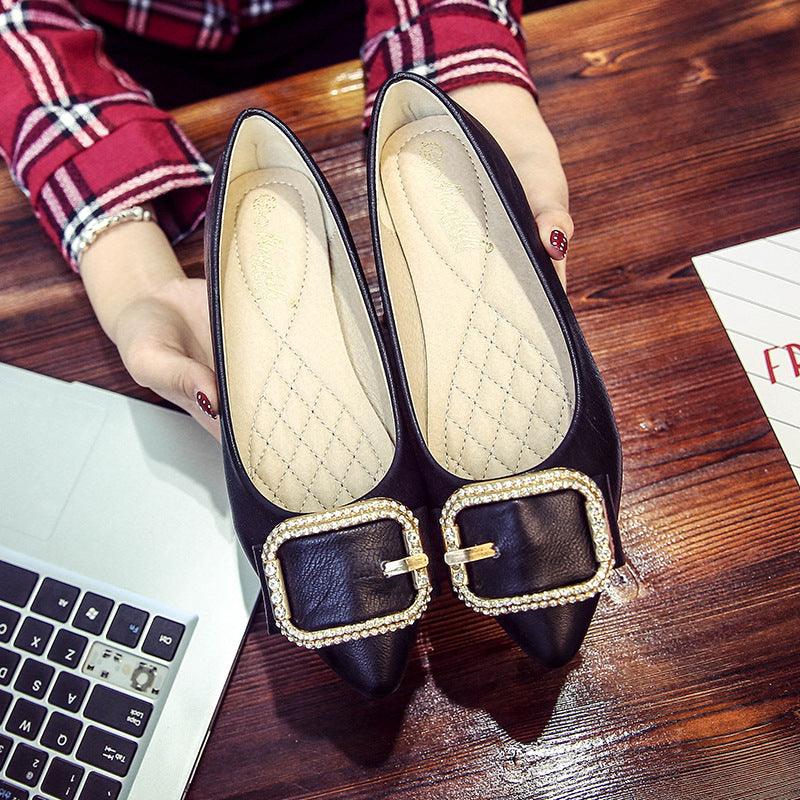 Pointed Toe Single Shoes Flat Korean Version of All-match Peas Shoes