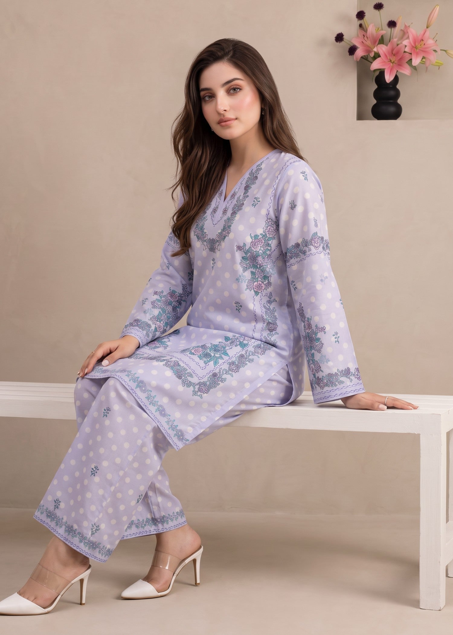 polyester crepe Co Ord Sets in Purple mountain majesty