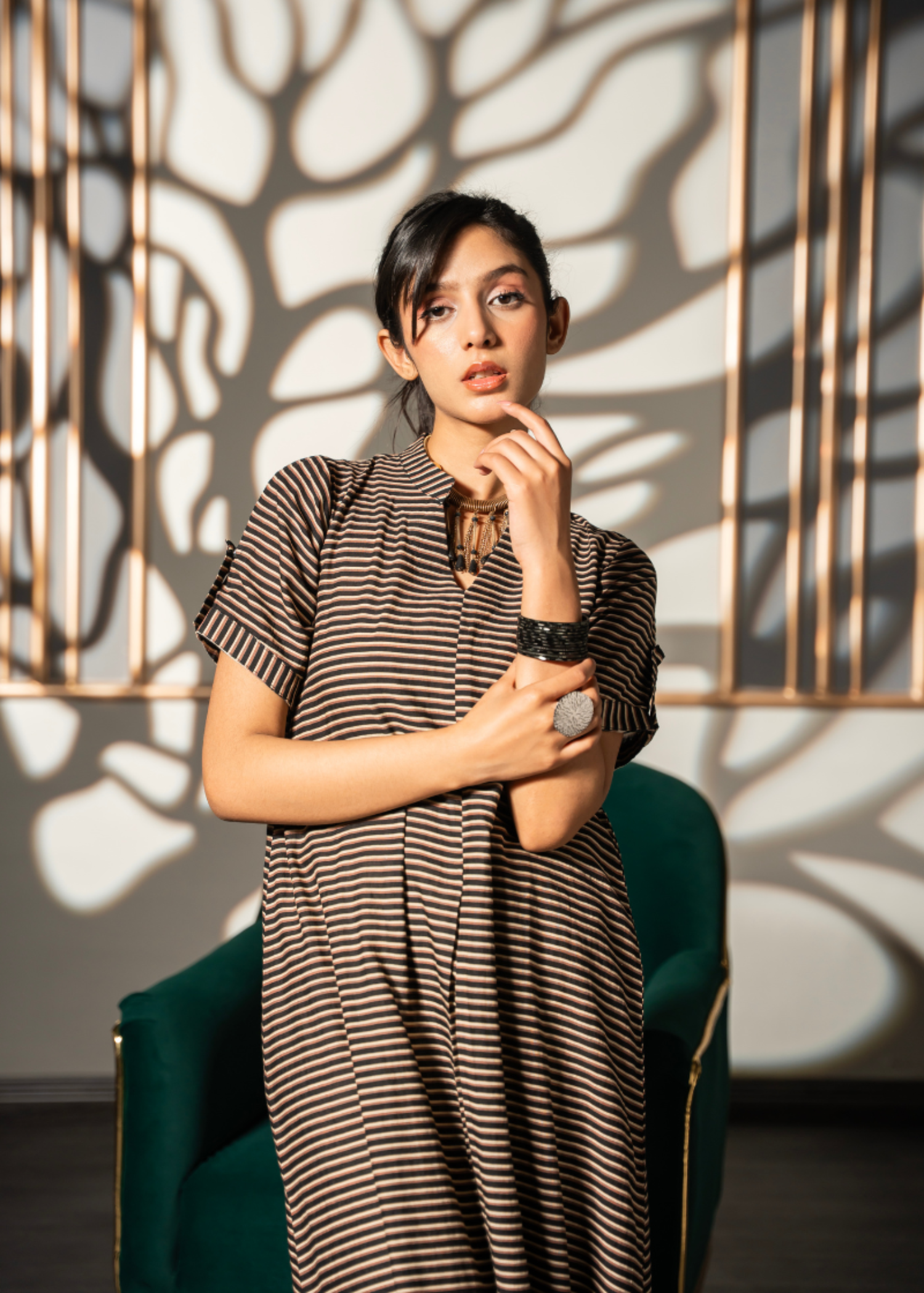 lawn Kaftan in Mocha brown