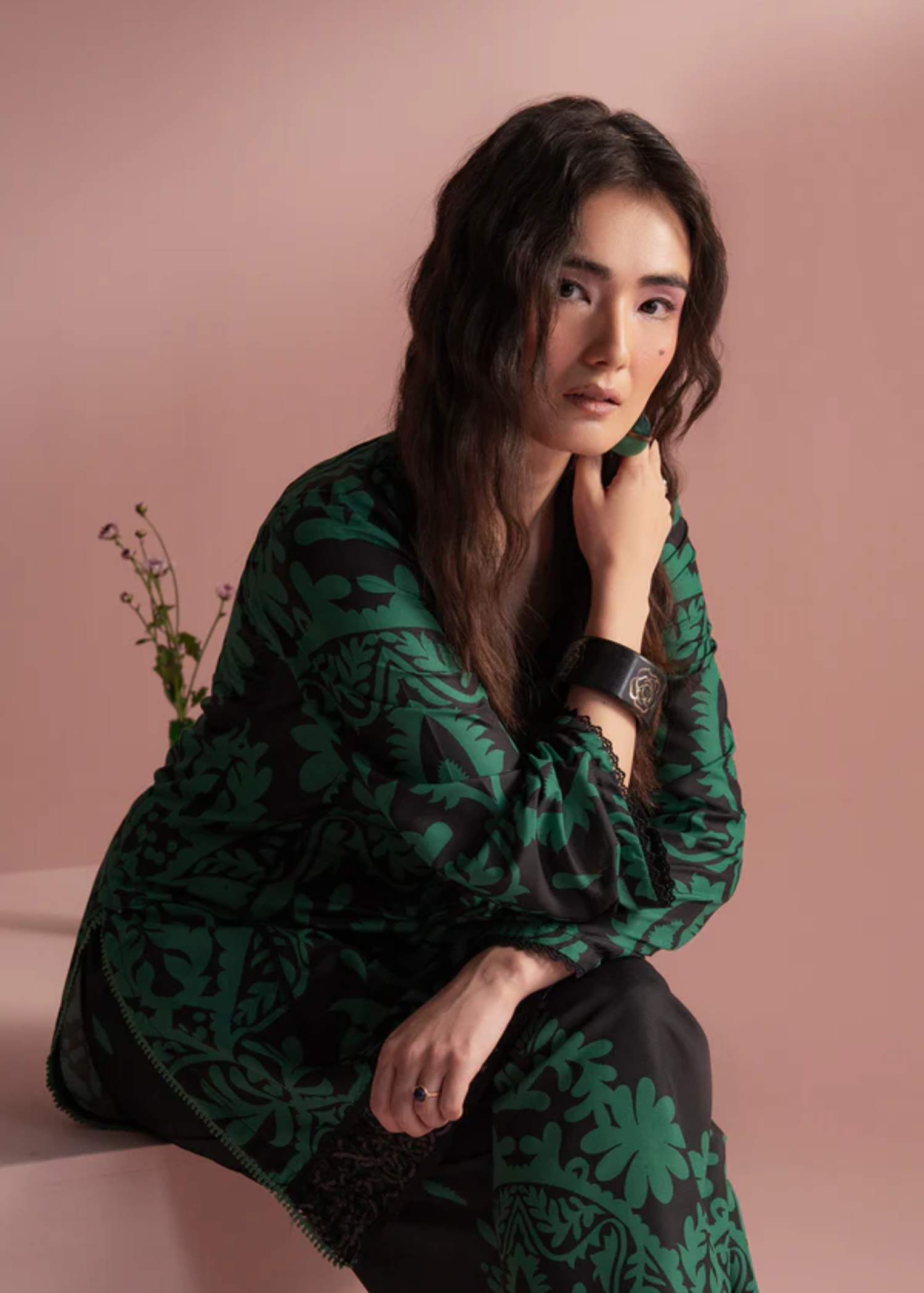 lawn Co Ord Sets in Black, emerald green