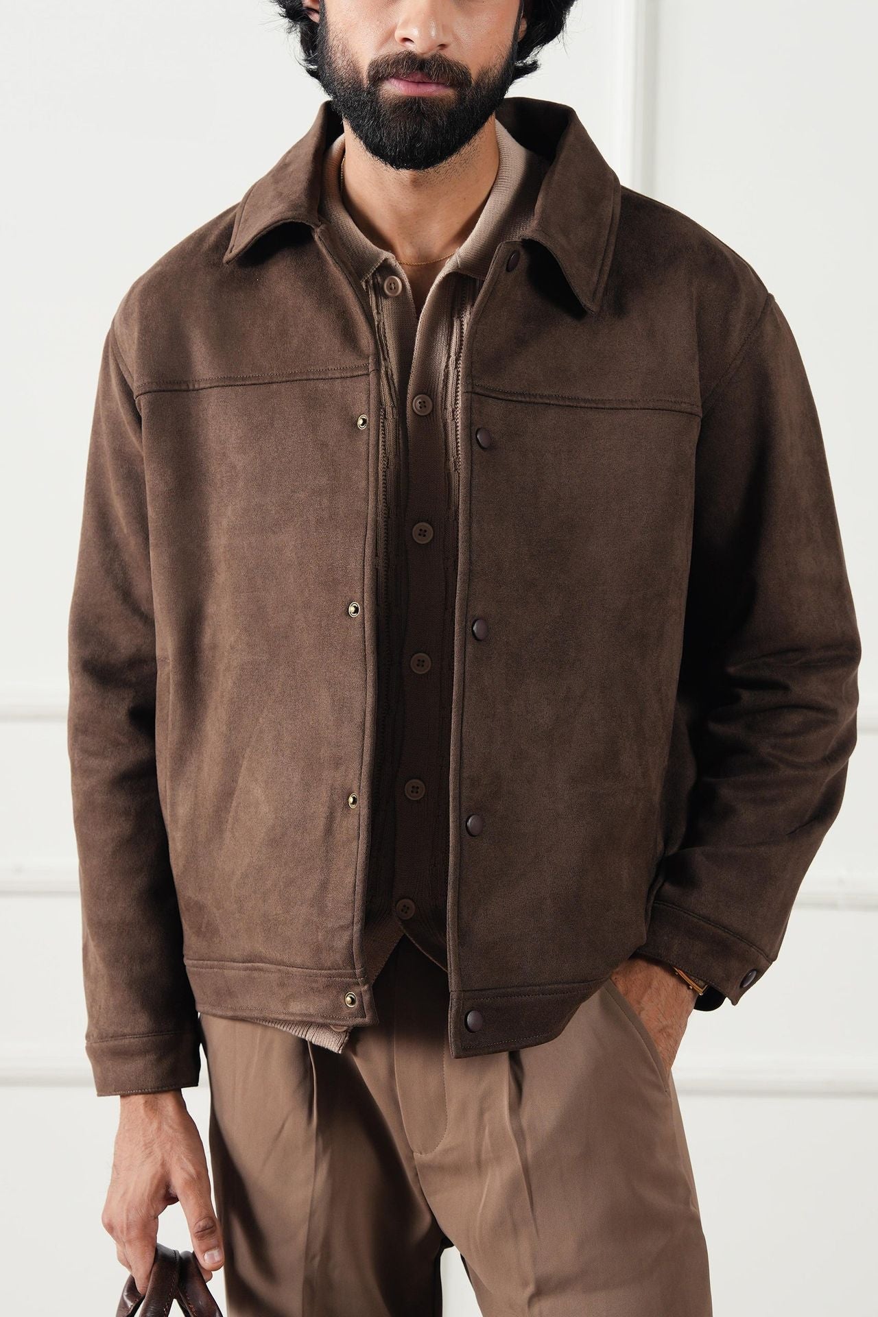 suede leather Jacket in Chocolate brown by Avant Garde
