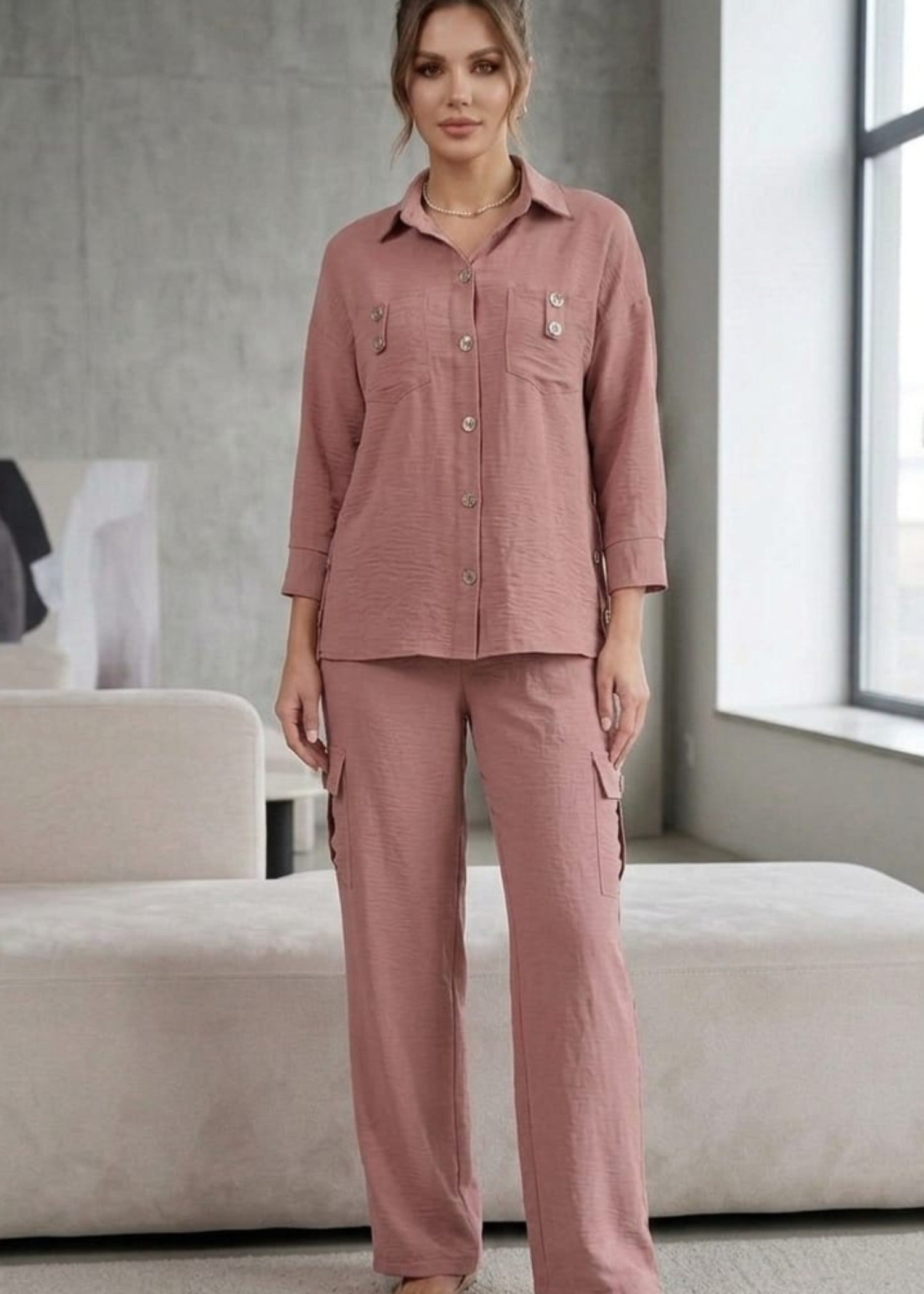 cotton jersey Co Ord Sets in Rose pink
