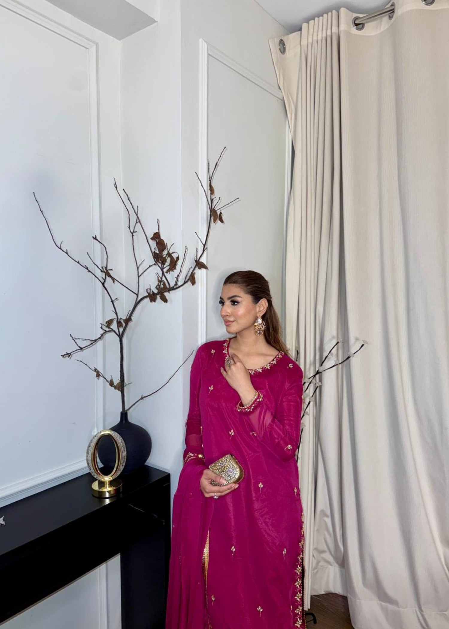 chiffon Sharara in Shocking pink