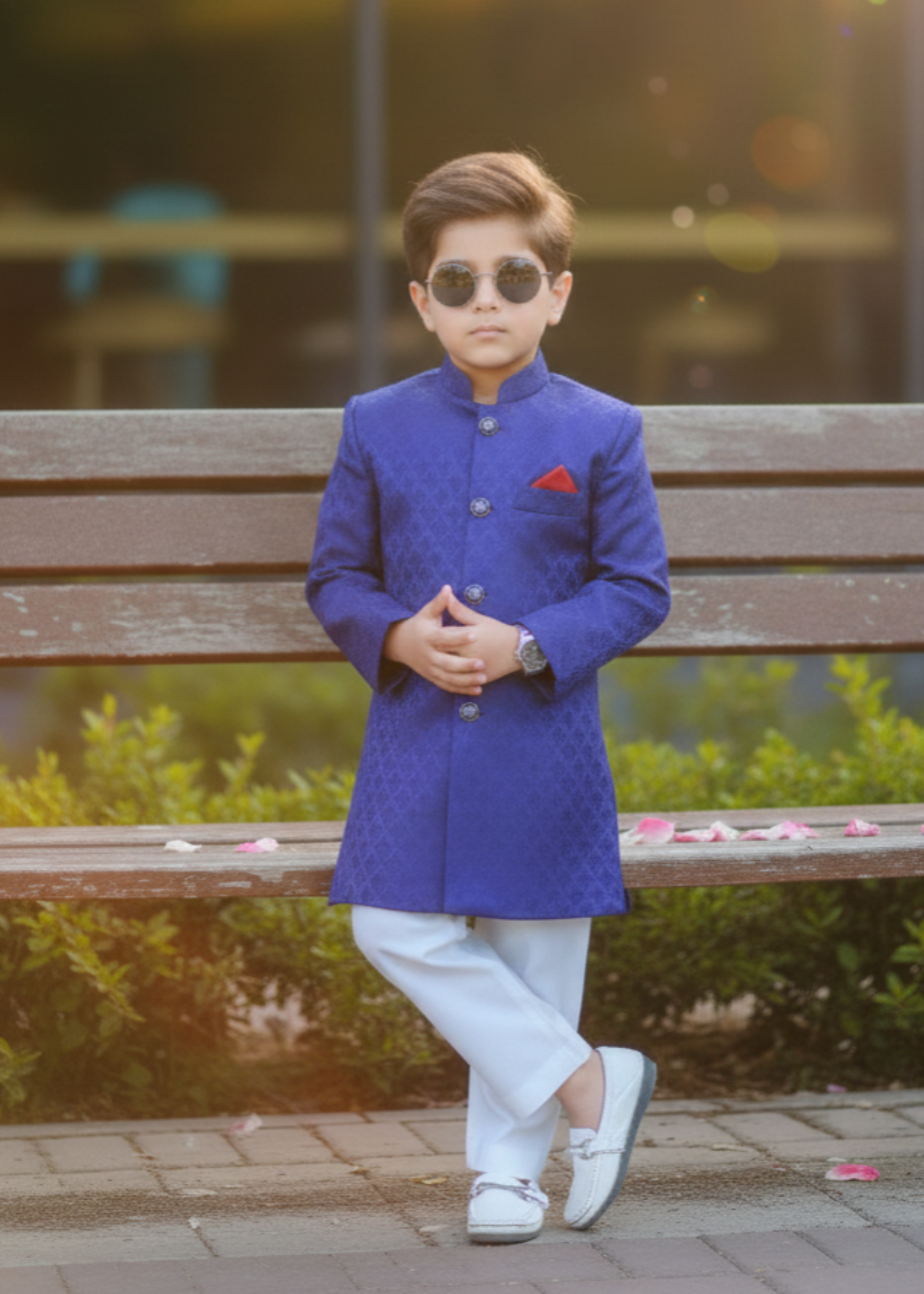 jamawar Sherwani in Blue