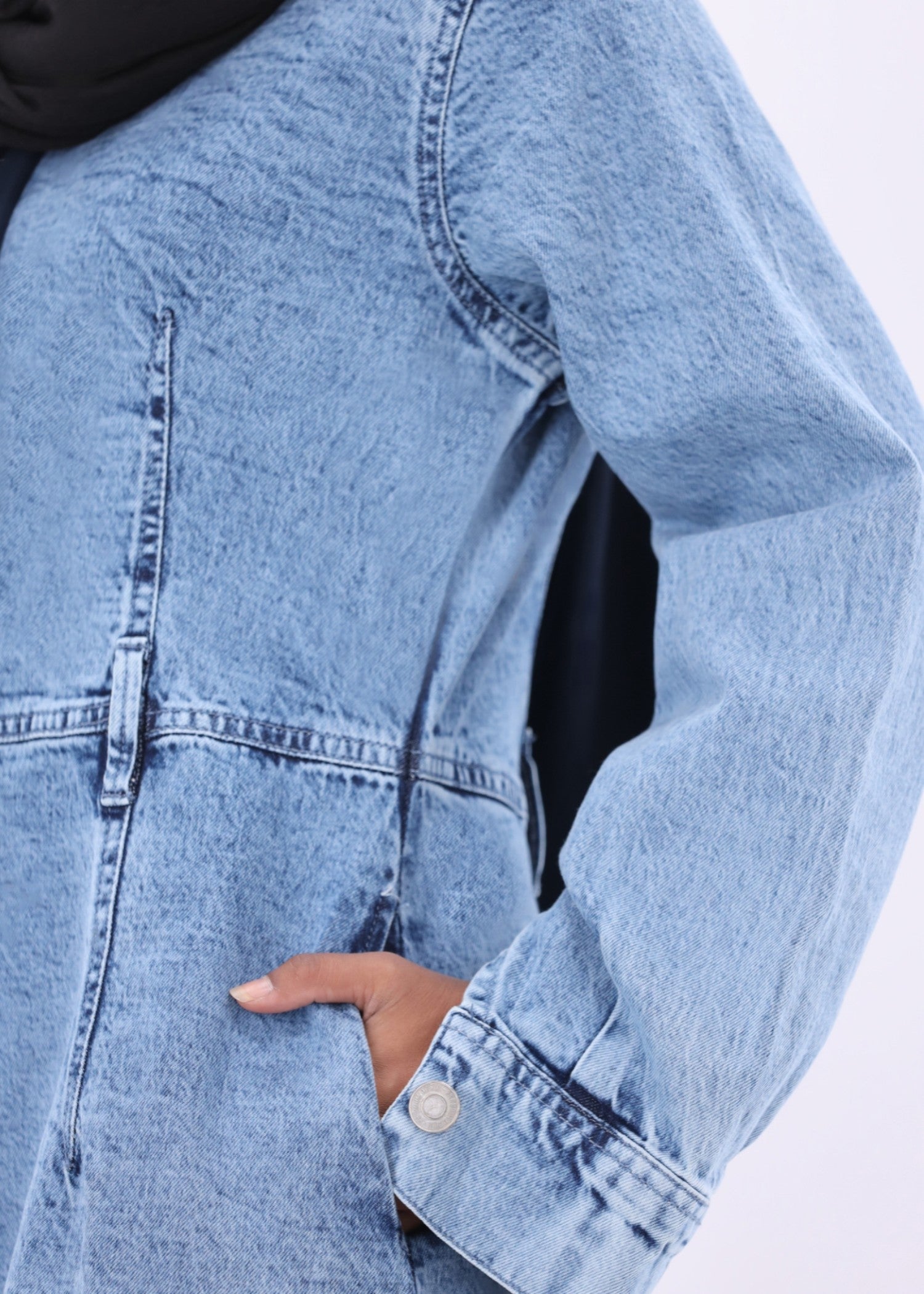 acid-wash denim Dress in Light blue