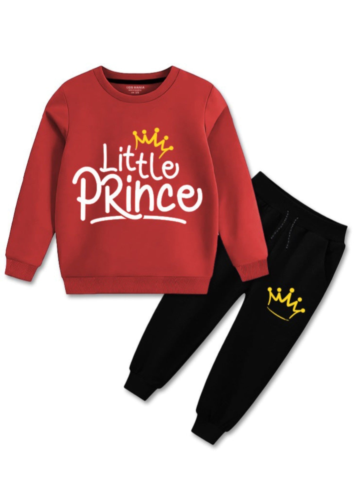 fleece Tracksuit in Black, red