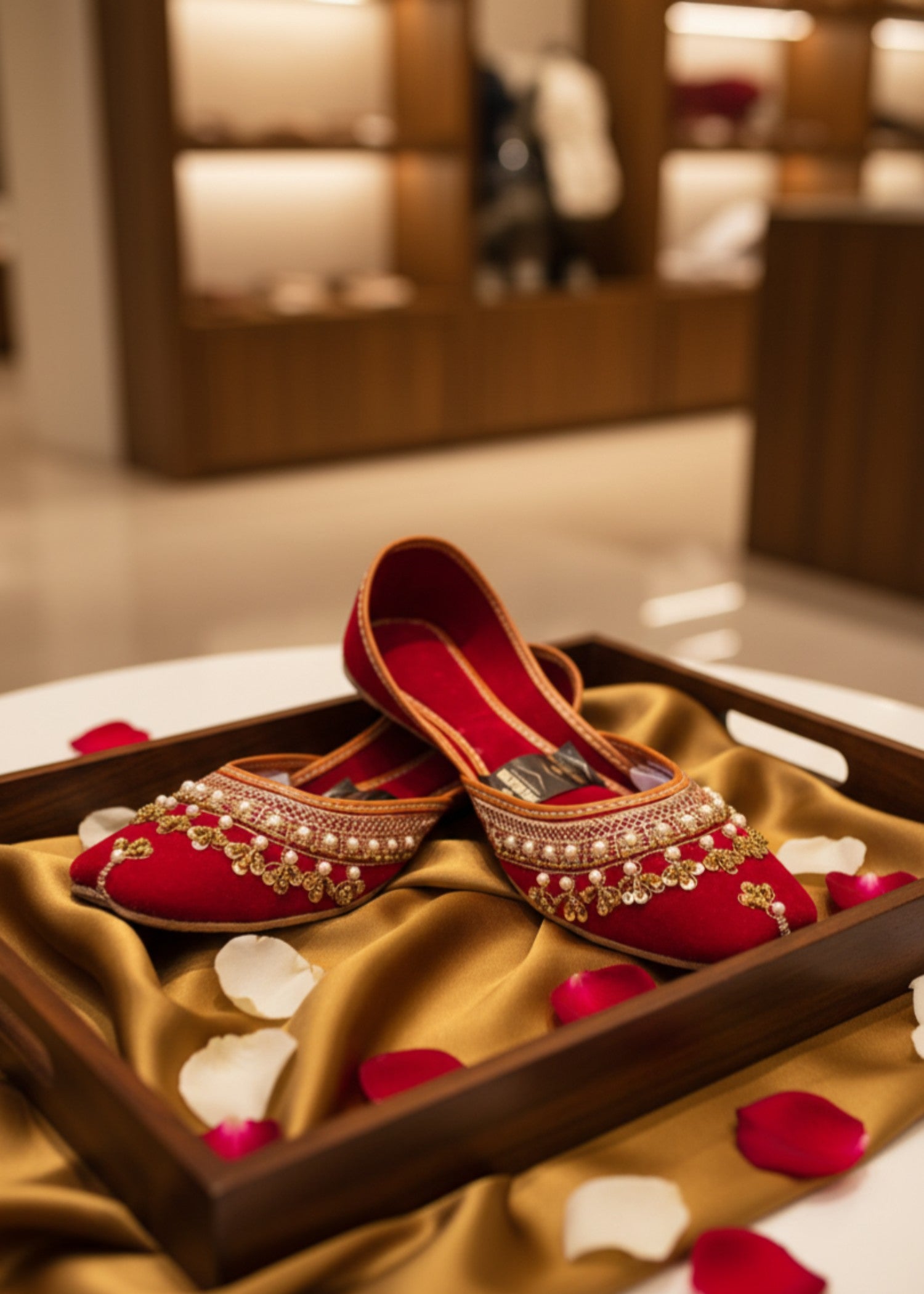 Khussa in Cardinal red by - High Quality Women Khussa BUG1151