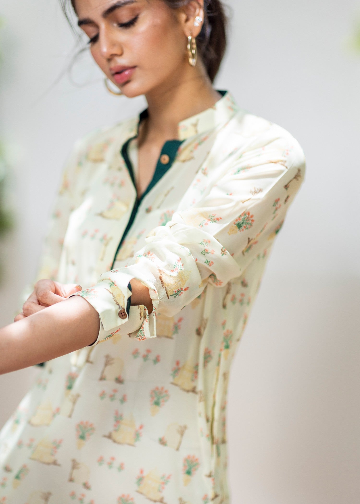 chiffon Kurti in Off-white