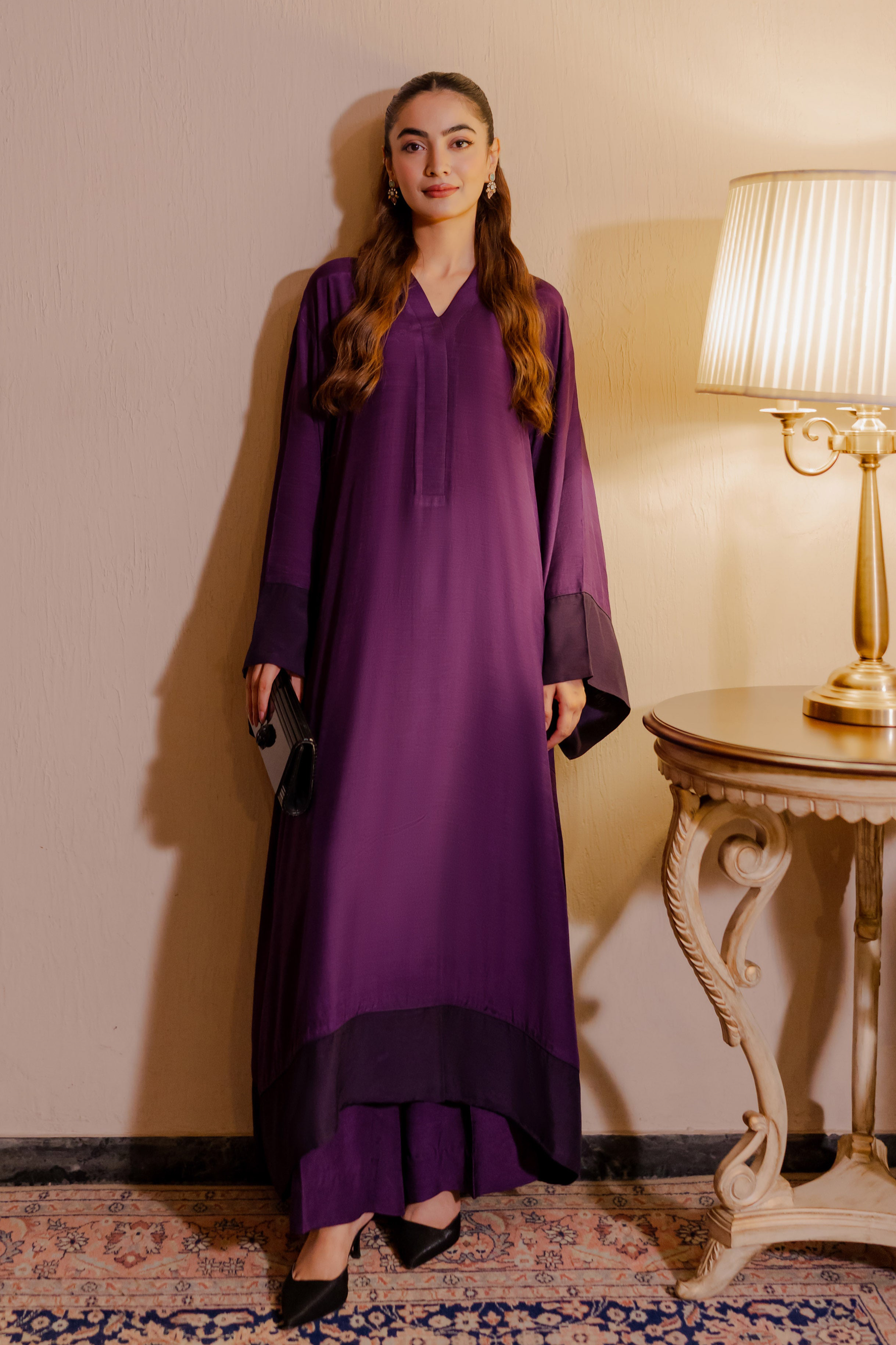 silk Kaftan in Purple heart