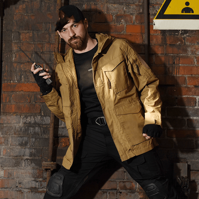 Tactical Windbreaker Mid-Length Men'S Jacket Waterproof