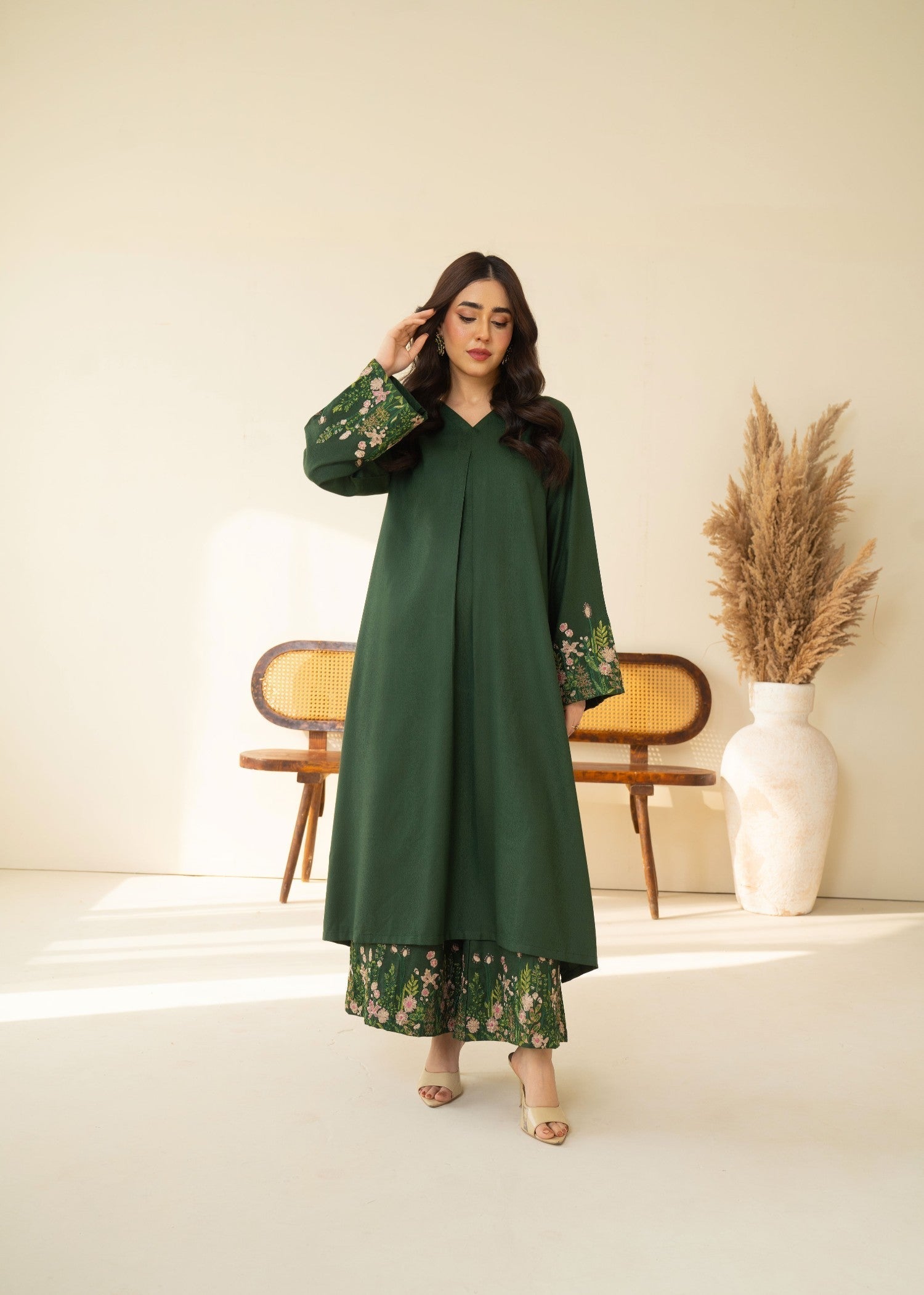 marina Kurta Set in Bottle green