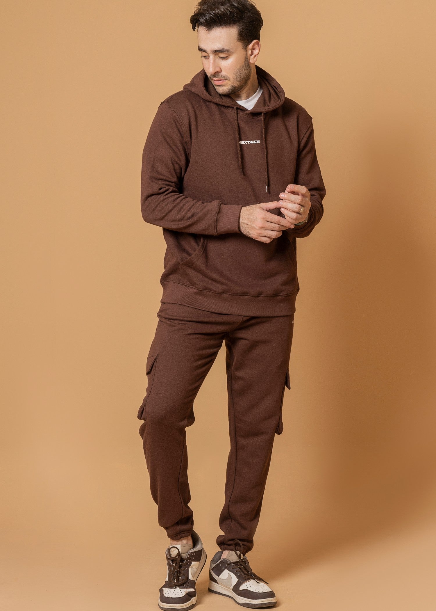 fleece Tracksuit in Chocolate brown