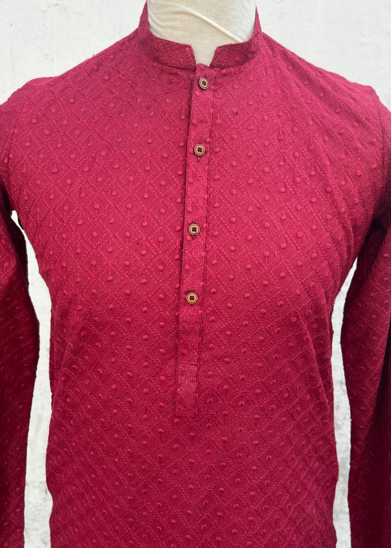 chikankari cotton Kurta in Maroon by Dulha Fashion House