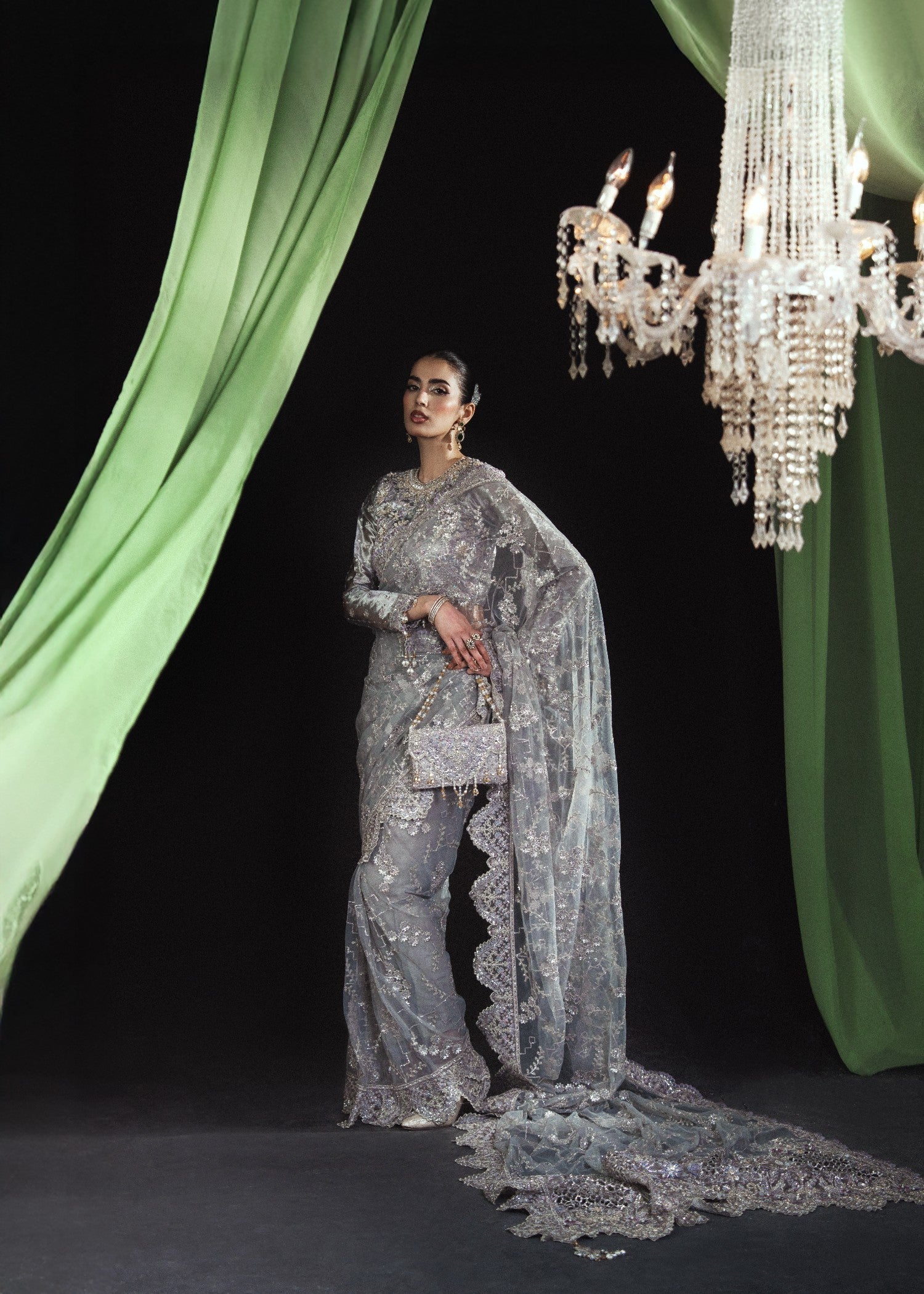 masuri Saree in Silver